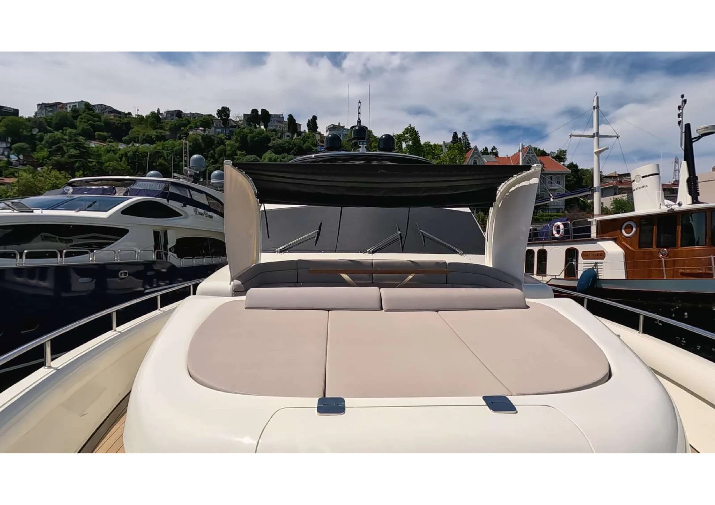 Aft deck lounge and dining area on 35m Ultraluxury Yacht