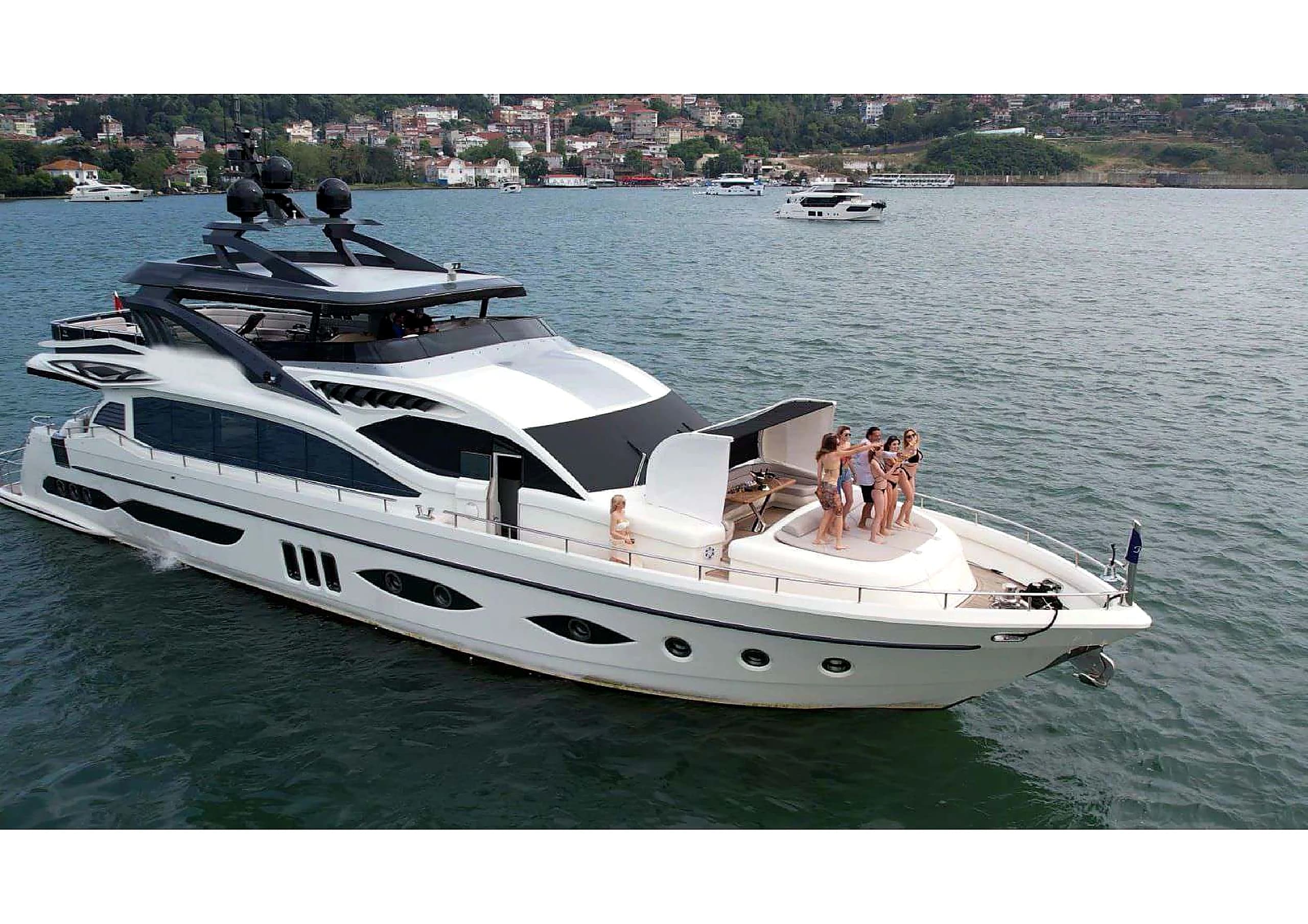 35m Ultraluxury Motor Yacht exterior profile at anchor in Bodrum in Bodrum