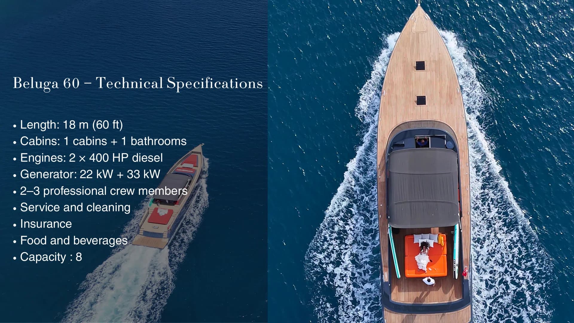Official technical specifications and equipment sheet of Beluga 60