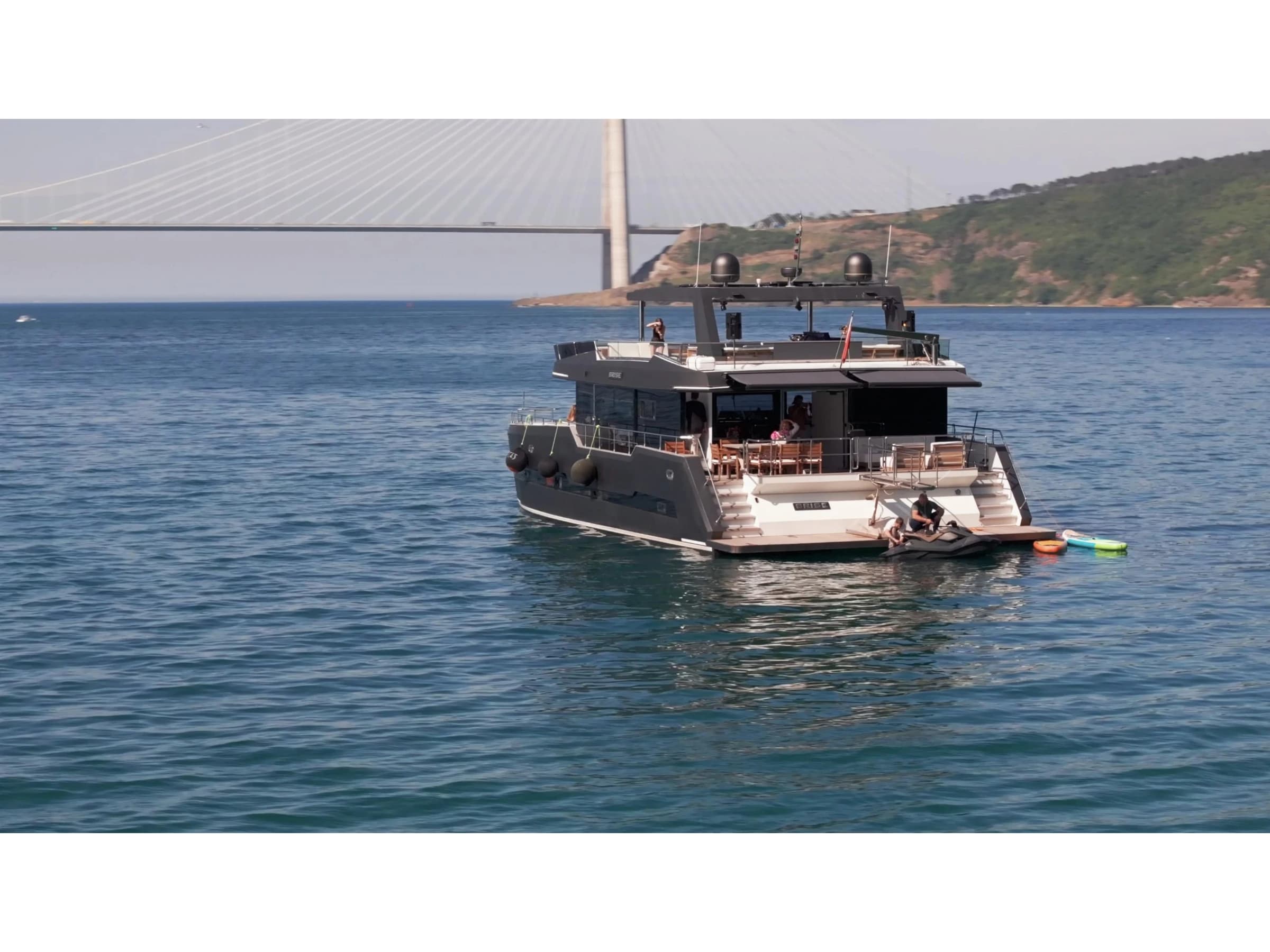 Bodrum Luxury 24M Catamaran aerial deck view 07