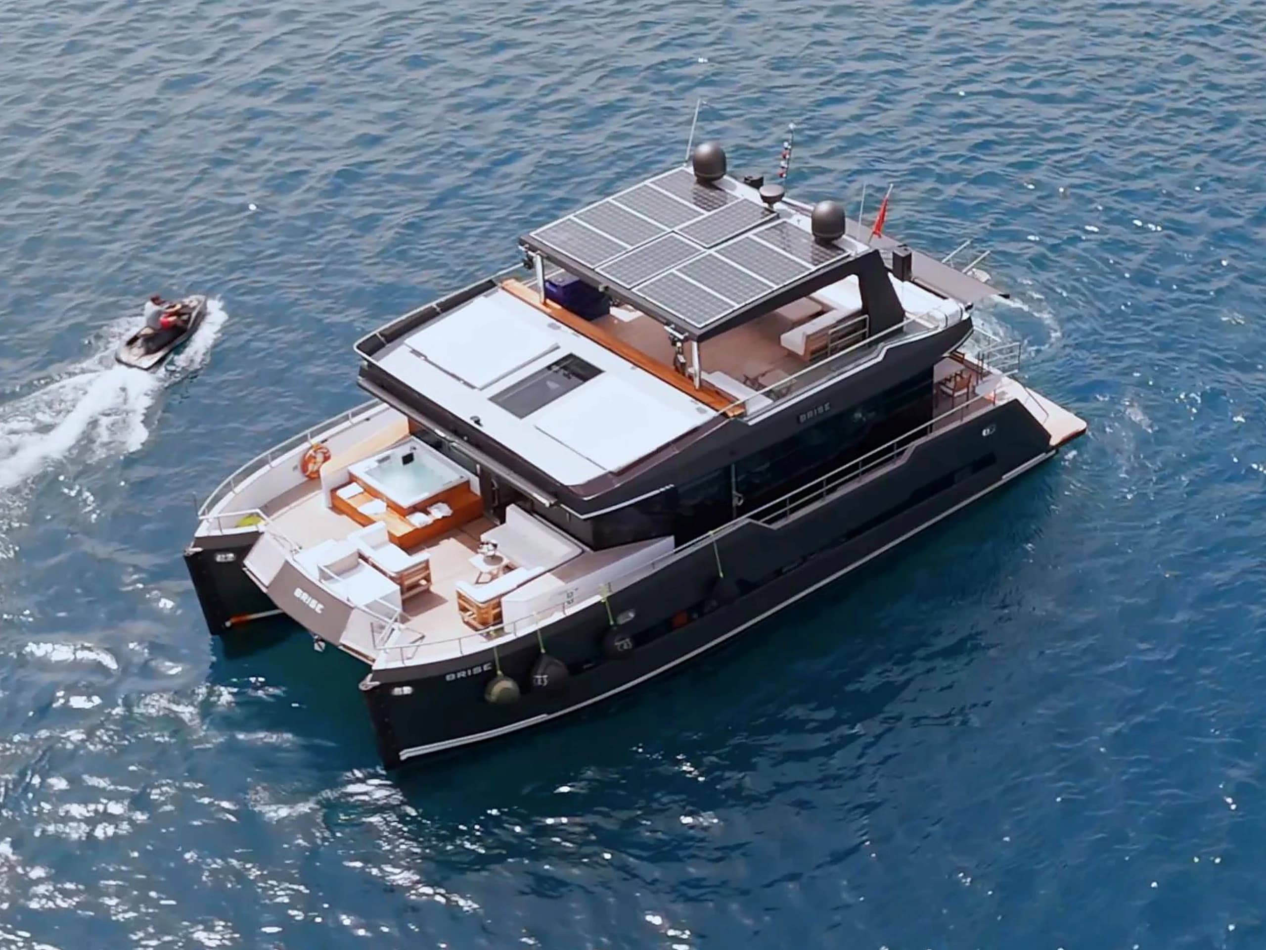 Bodrum Luxury 24M Catamaran anchored near the Bodrum coastline