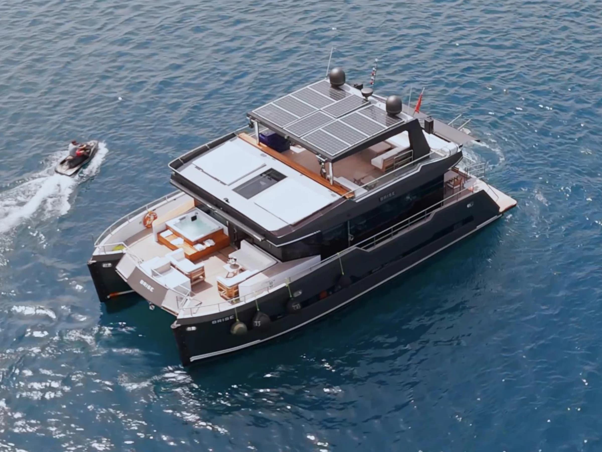 Bodrum Luxury 24M Catamaran anchored near the Bodrum coastline