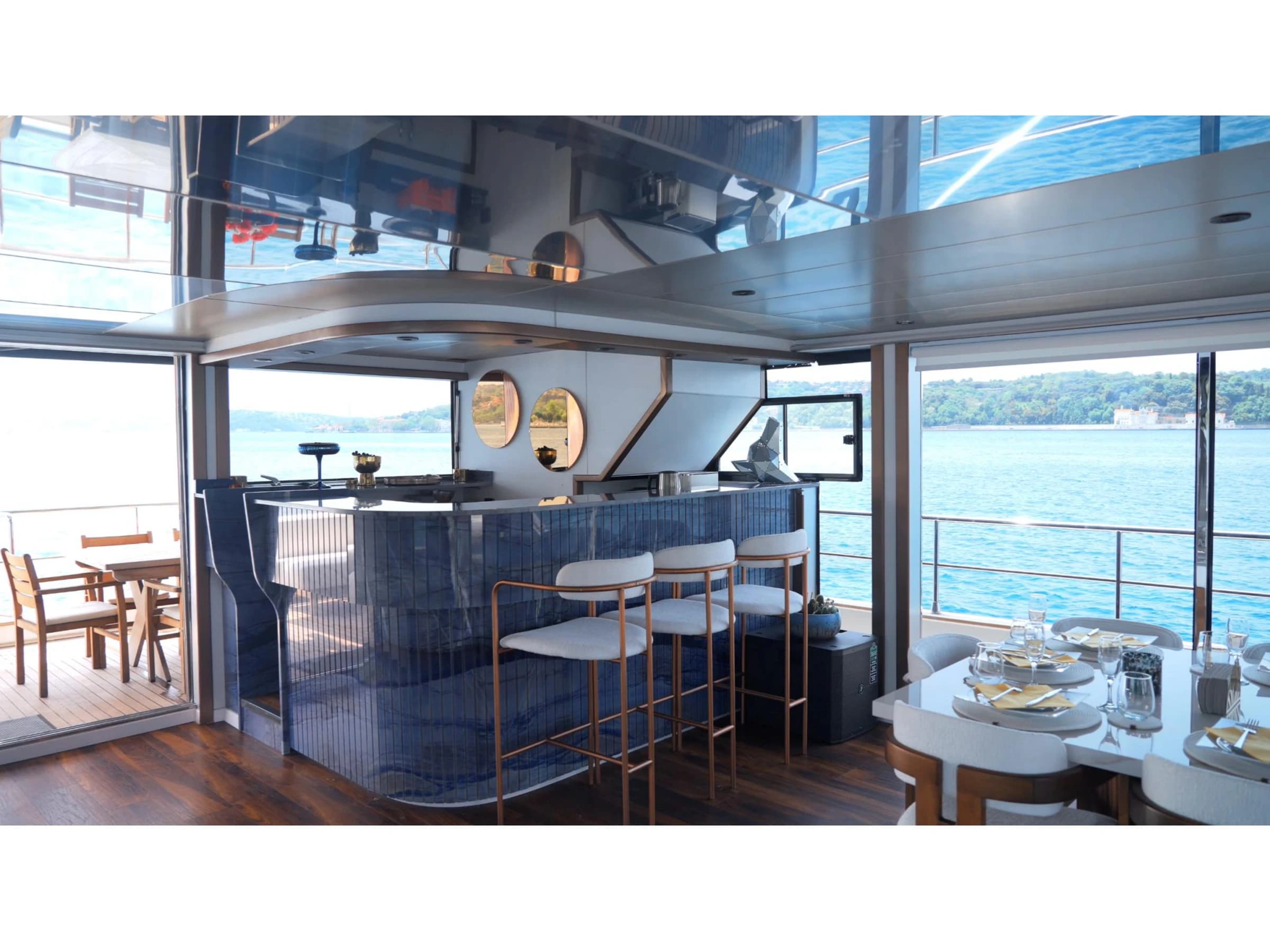 Bodrum Luxury 24M Catamaran main salon and bar 17