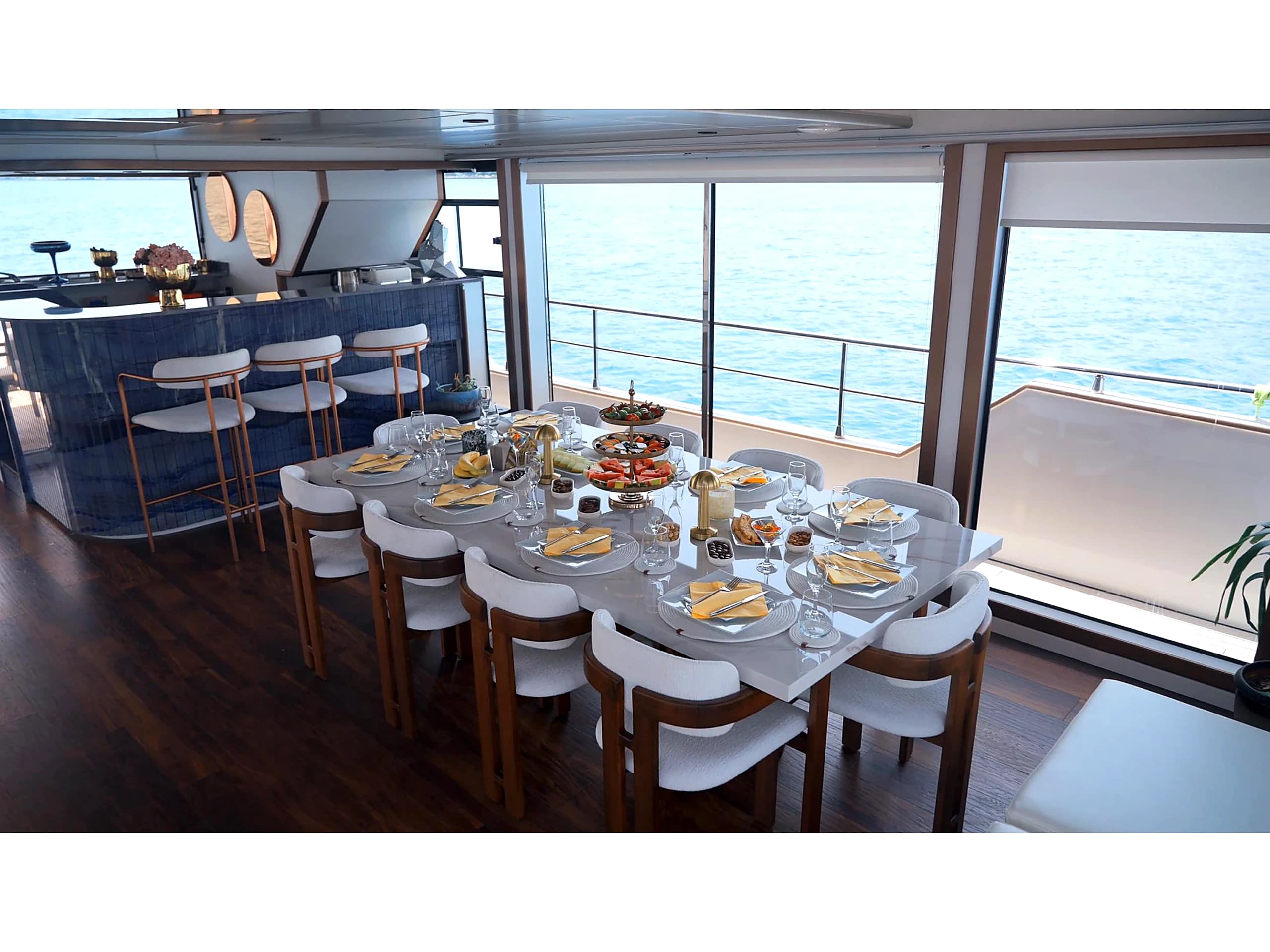 Bodrum Luxury 24M Catamaran main salon and bar 19