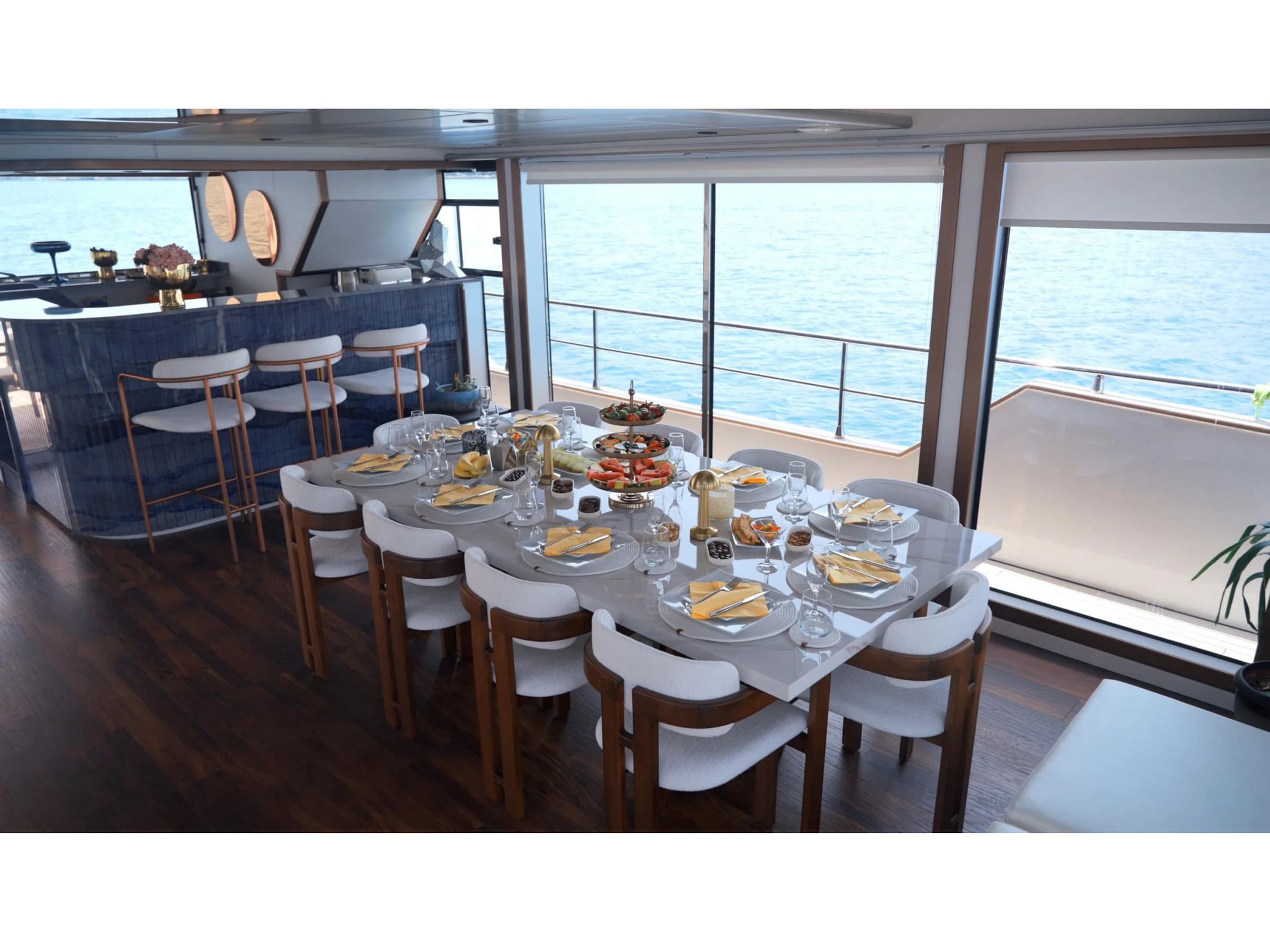 Bodrum Luxury 24M Catamaran main salon and bar 19
