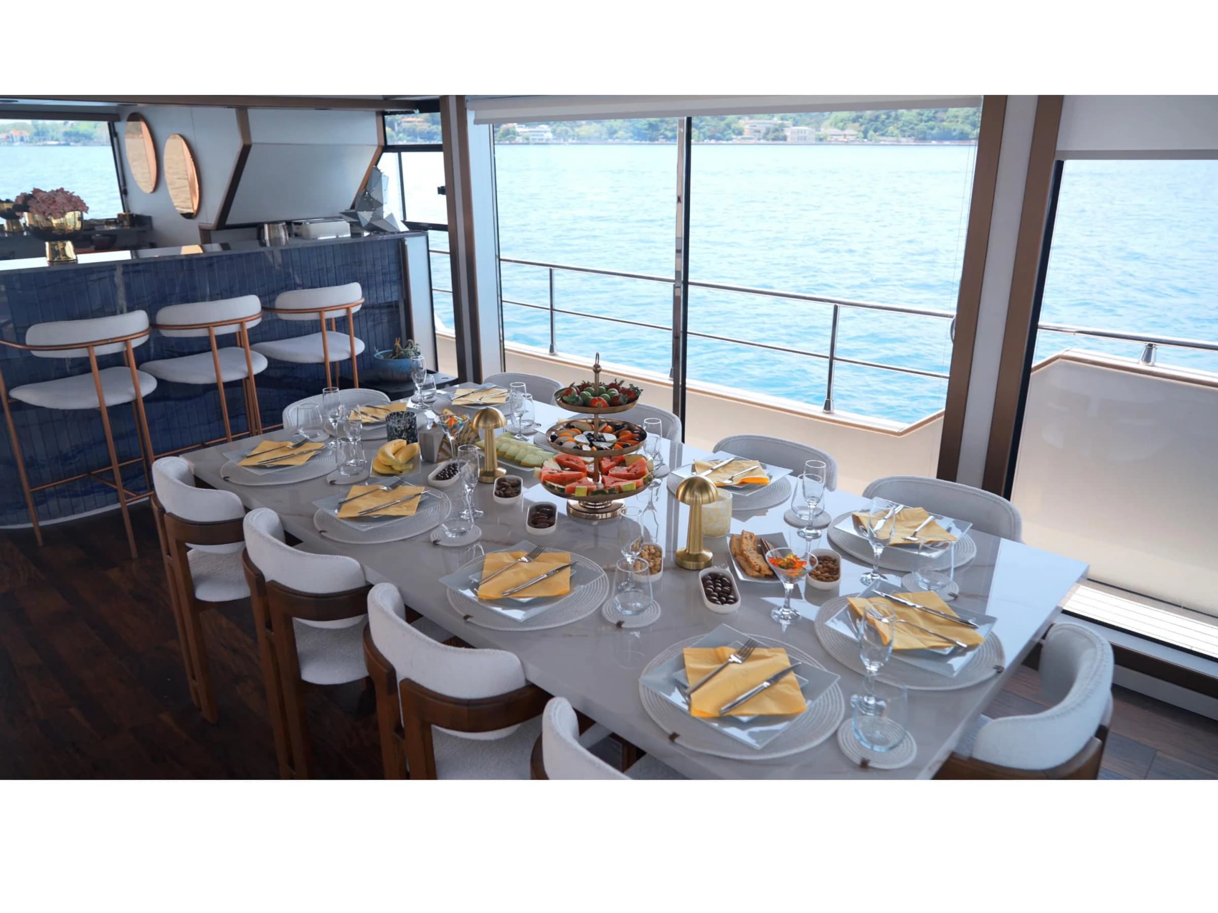 Bodrum Luxury 24M Catamaran main salon and bar 22