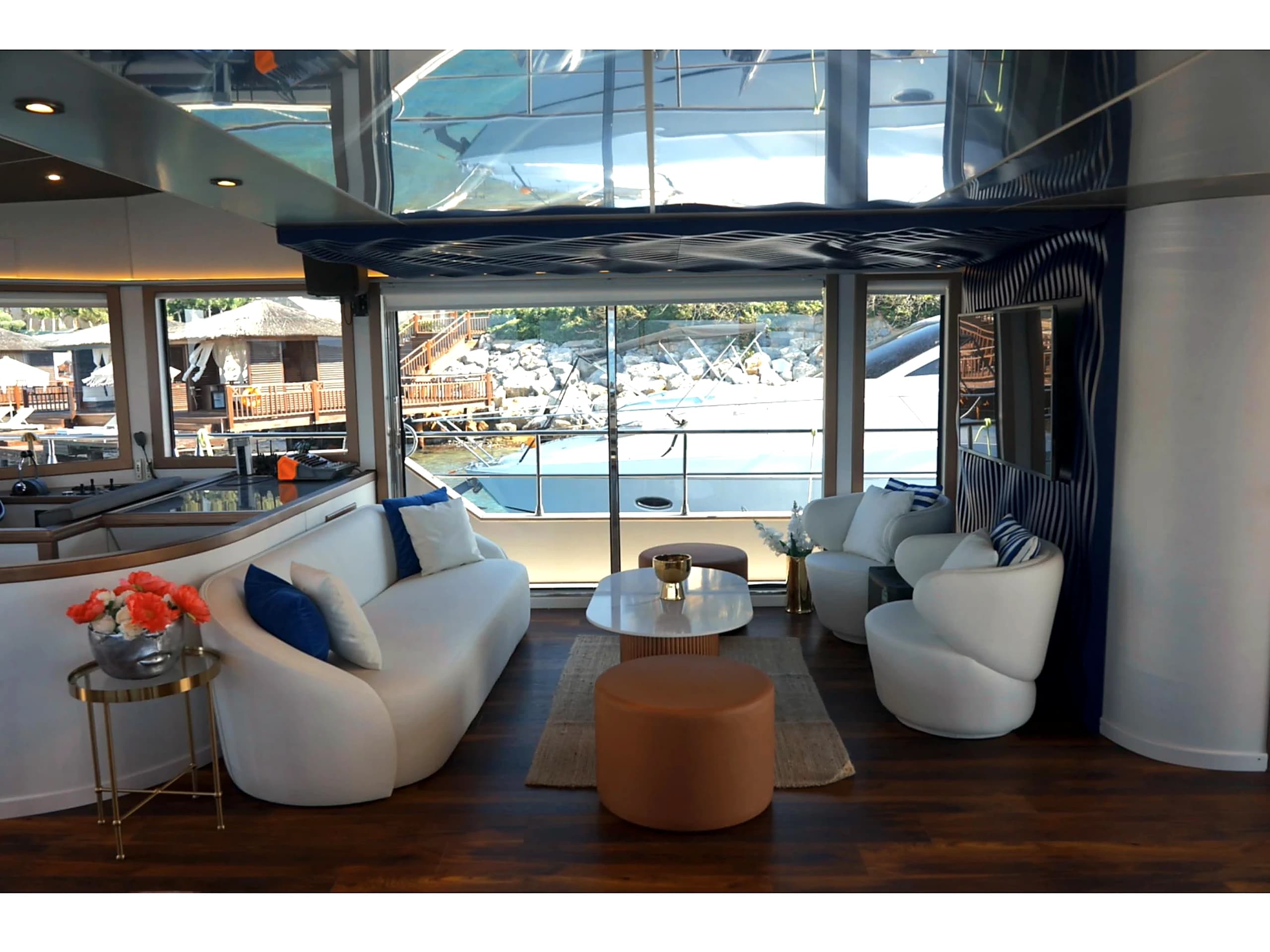Bodrum Luxury 24M Catamaran main salon and bar 24