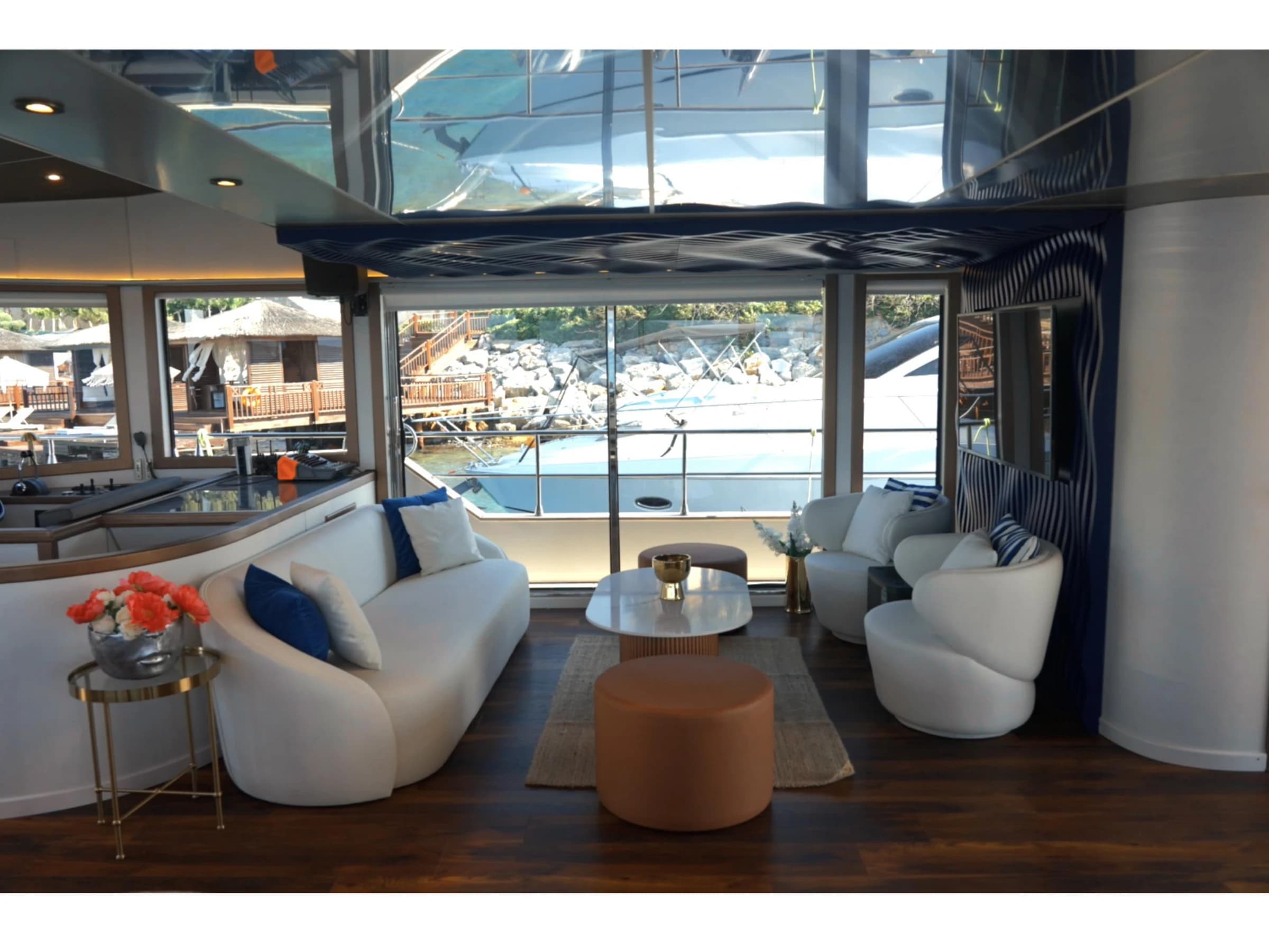 Bodrum Luxury 24M Catamaran main salon and bar 24