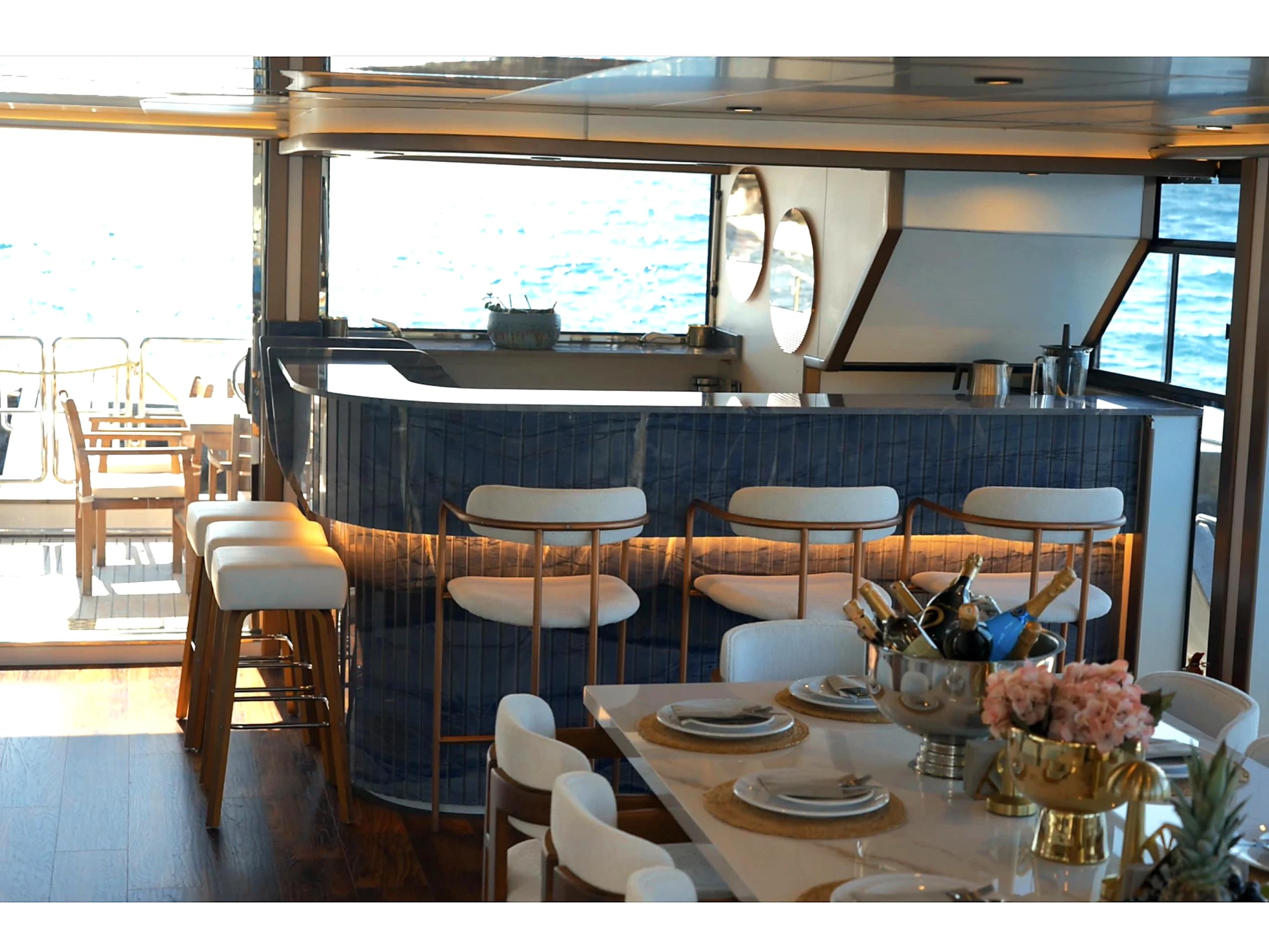 Bodrum Luxury 24M Catamaran main salon and bar 25