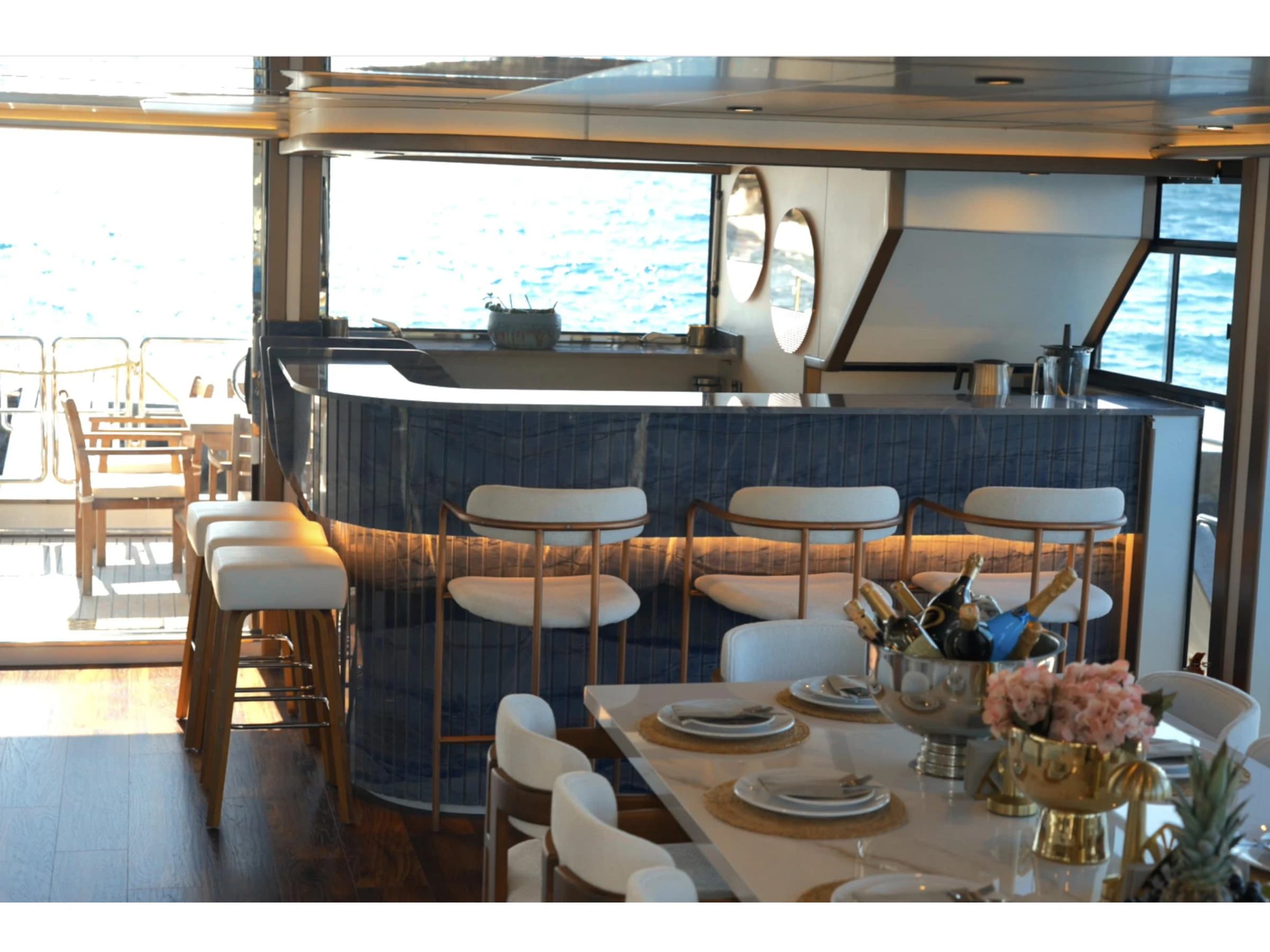 Bodrum Luxury 24M Catamaran main salon and bar 25