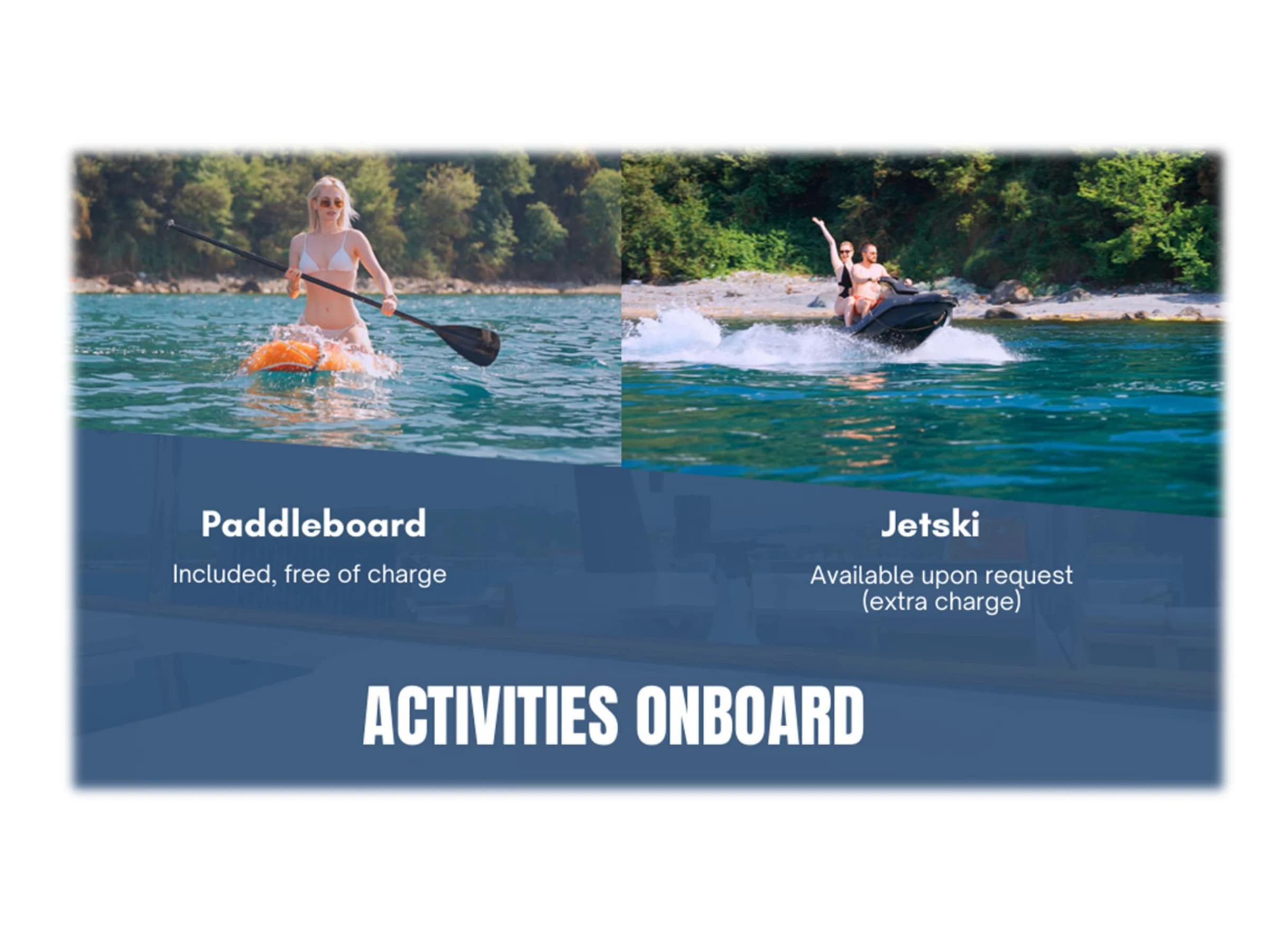 Bodrum Luxury 24M Catamaran paddleboard activities 54