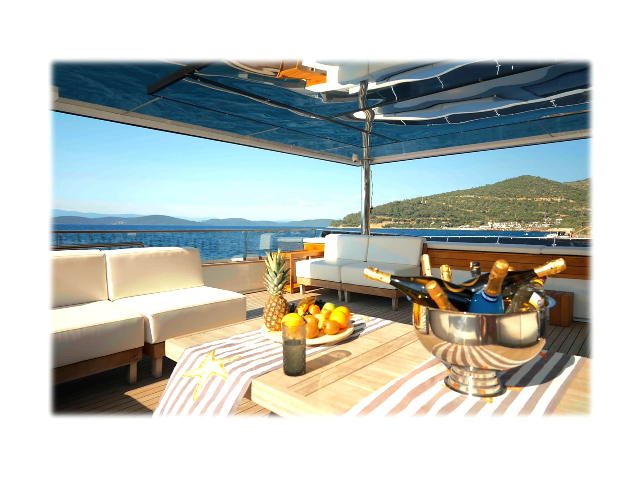 Bodrum Luxury 24M Catamaran sunbeds deck 40