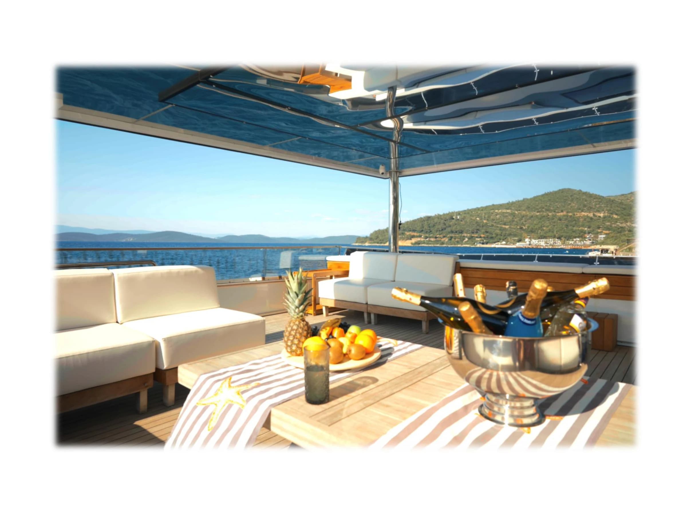 Bodrum Luxury 24M Catamaran sunbeds deck 40