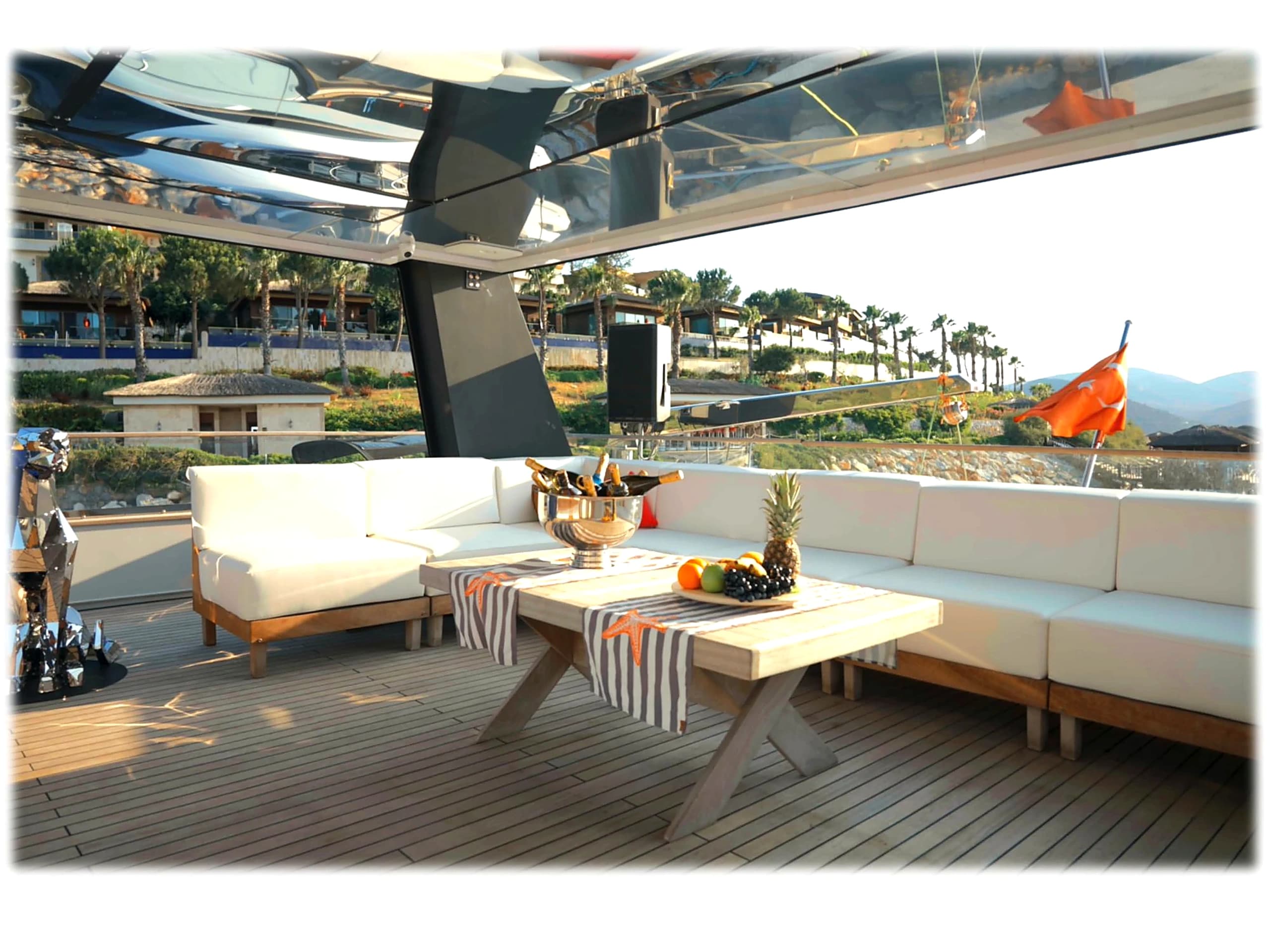 Bodrum Luxury 24M Catamaran sunbeds deck 43