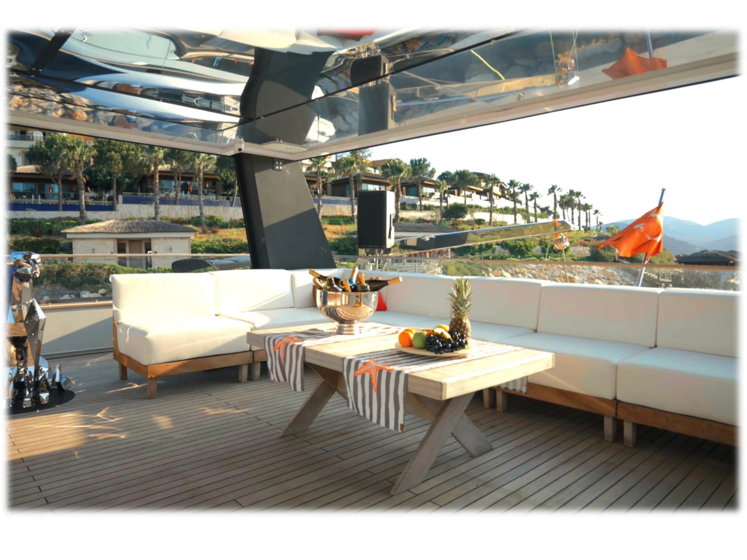 Bodrum Luxury 24M Catamaran sunbeds deck 43