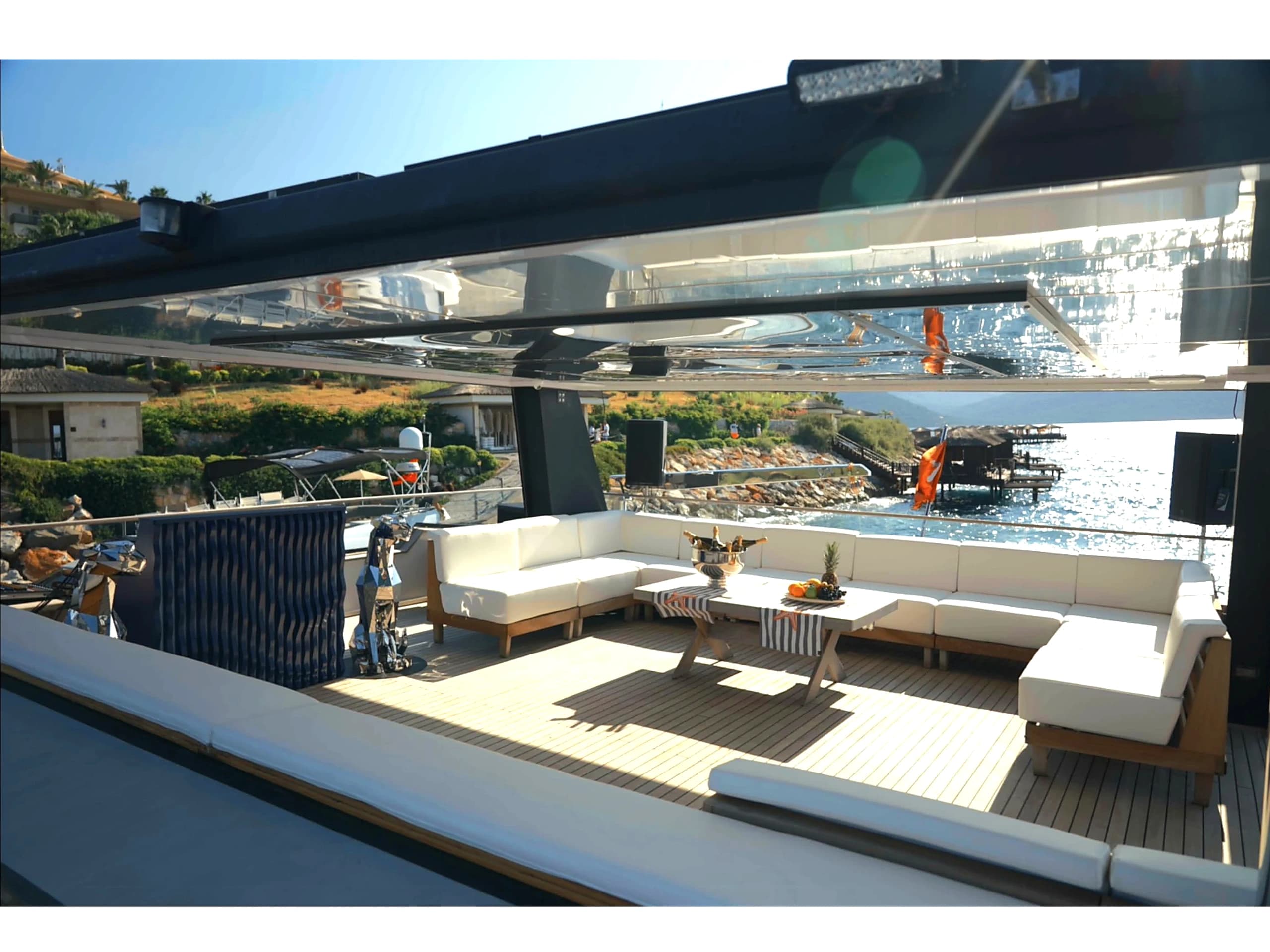 Bodrum Luxury 24M Catamaran sunbeds deck 45
