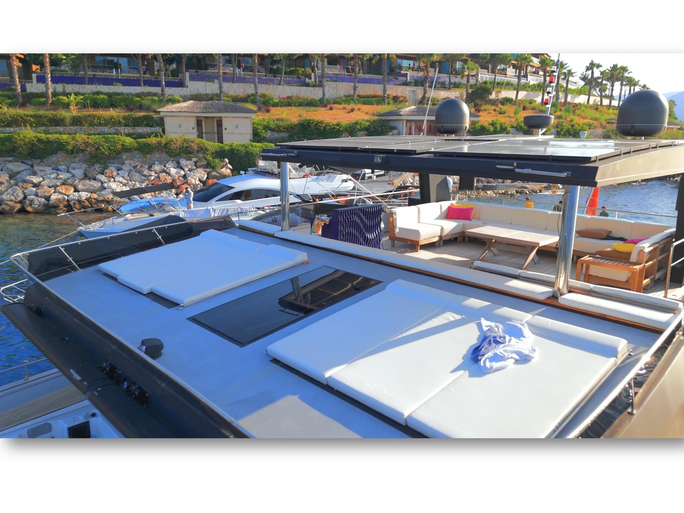 Bodrum Luxury 24M Catamaran sunbeds deck 47