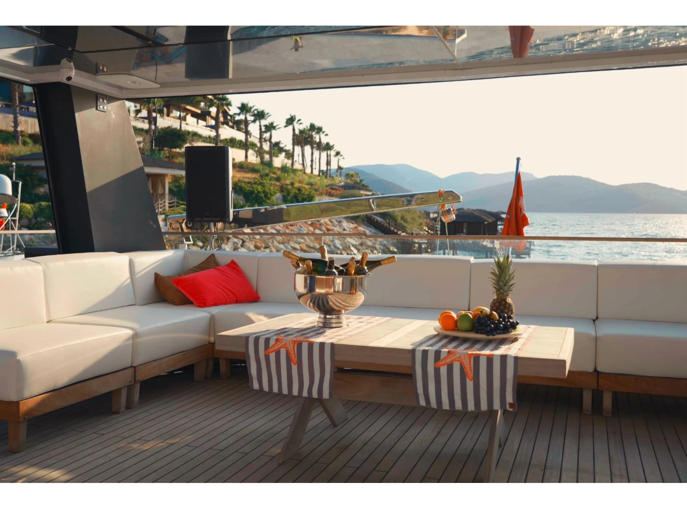 Bodrum Luxury 24M Catamaran upper deck lounge 34