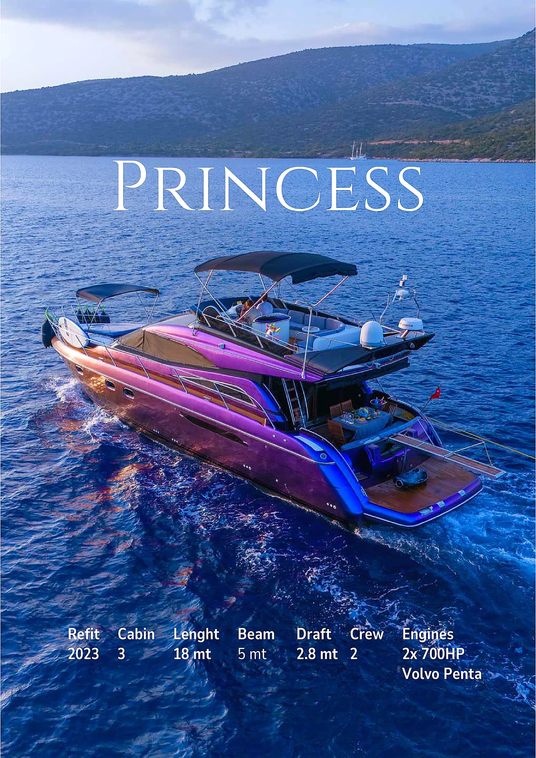 Bodrum Princess 18M Motor Yacht specifications brochure cover