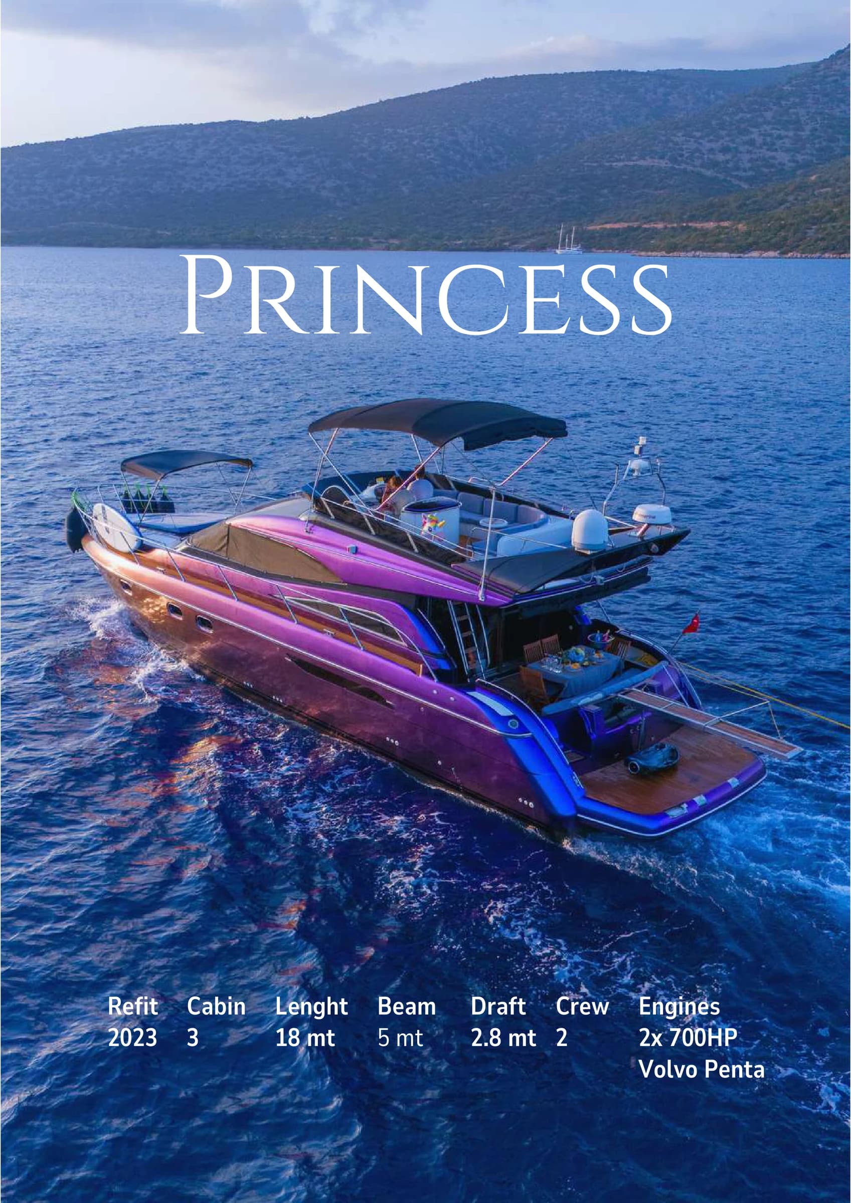 Bodrum Princess 18M Motor Yacht specifications brochure cover