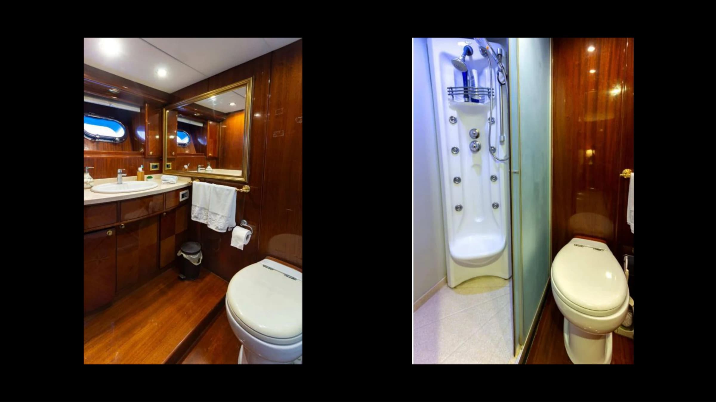 Ensuite bathroom vanity and shower stall on 27m Yacht