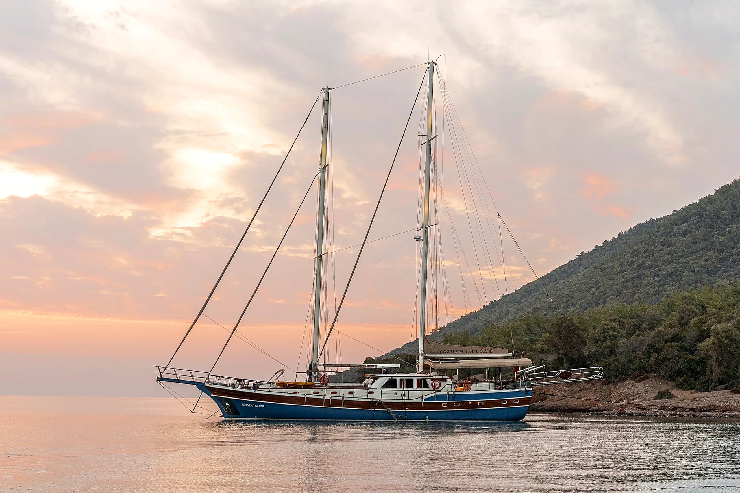 Aerial View of Gözdem The One Anchored in a Secluded Turquoise Bay