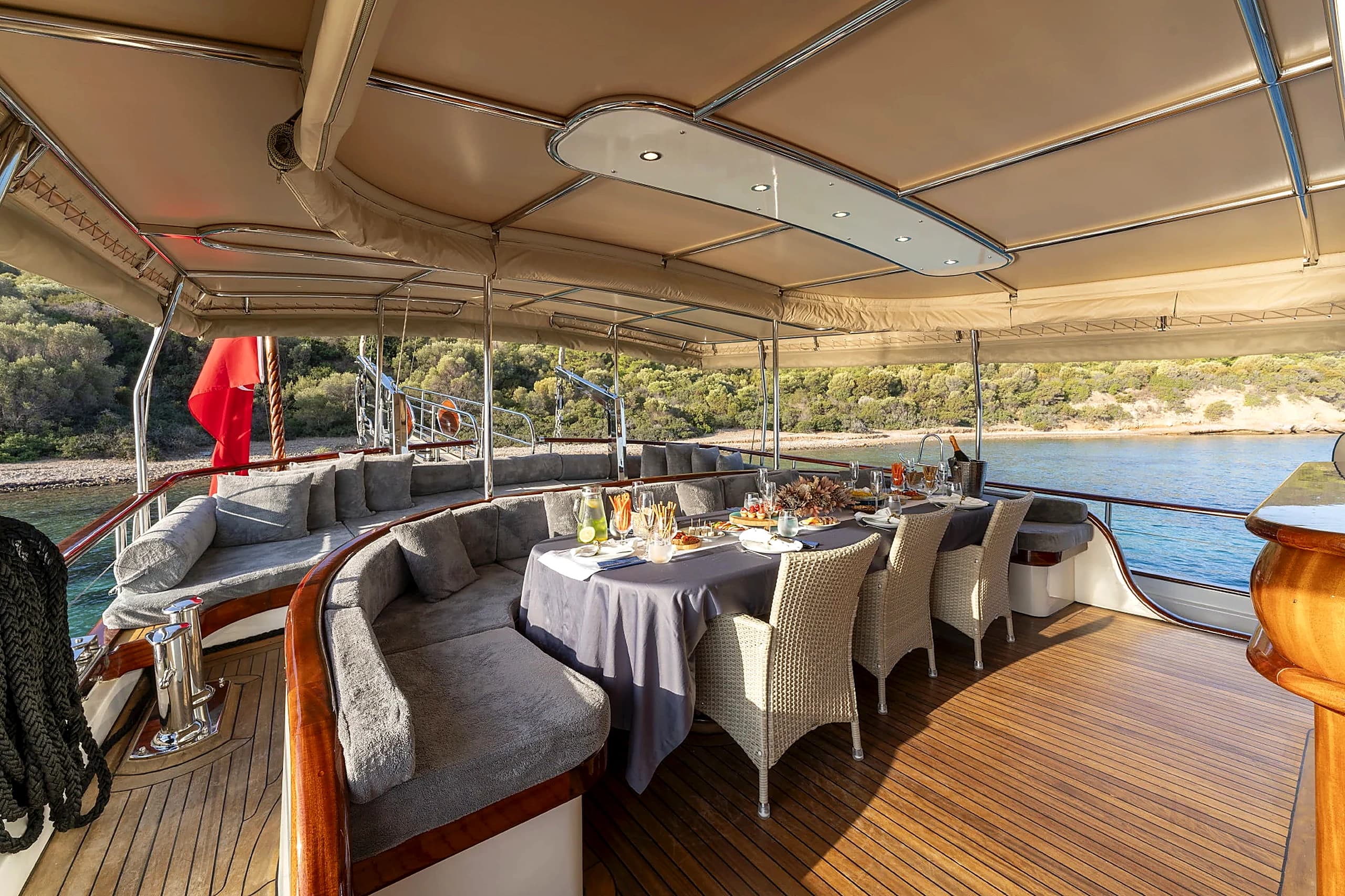 Relaxing on the Bow Cushions While at Anchor in Bodrum