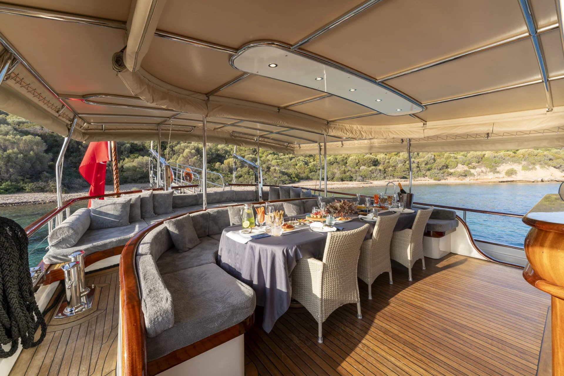 Relaxing on the Bow Cushions While at Anchor in Bodrum