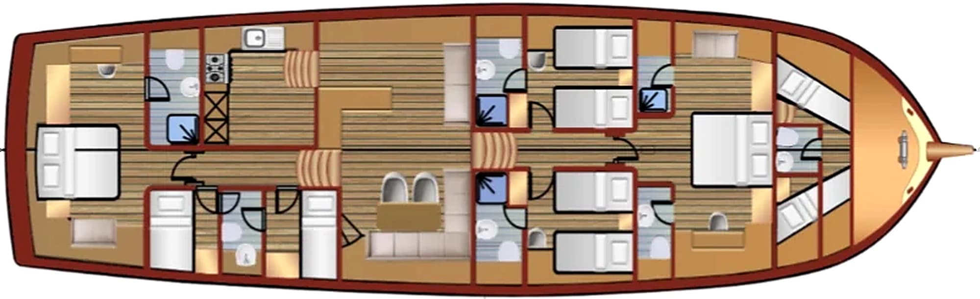 Gözdem The One 26m Luxury Gulet Deck Plan and Cabin Layout Schematic