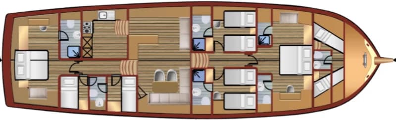 Gözdem The One 26m Luxury Gulet Deck Plan and Cabin Layout Schematic