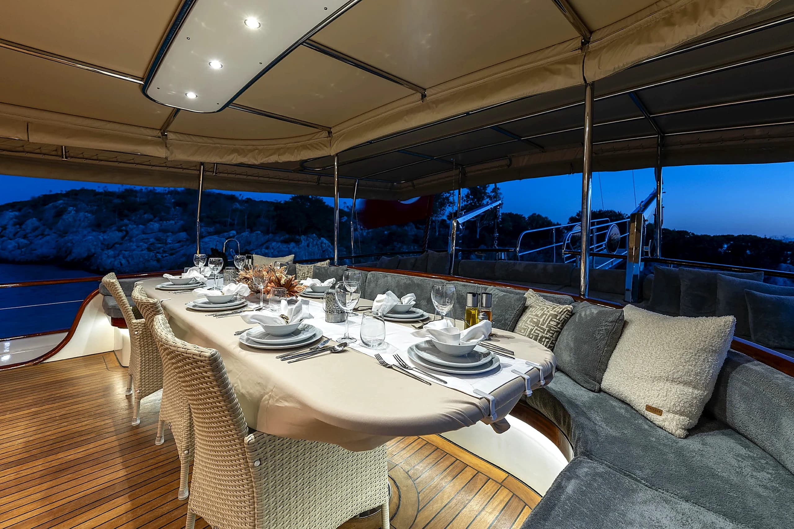 Foredeck Sunbathing Area with Oversized Sun Mattresses and Panoramic Aegean View