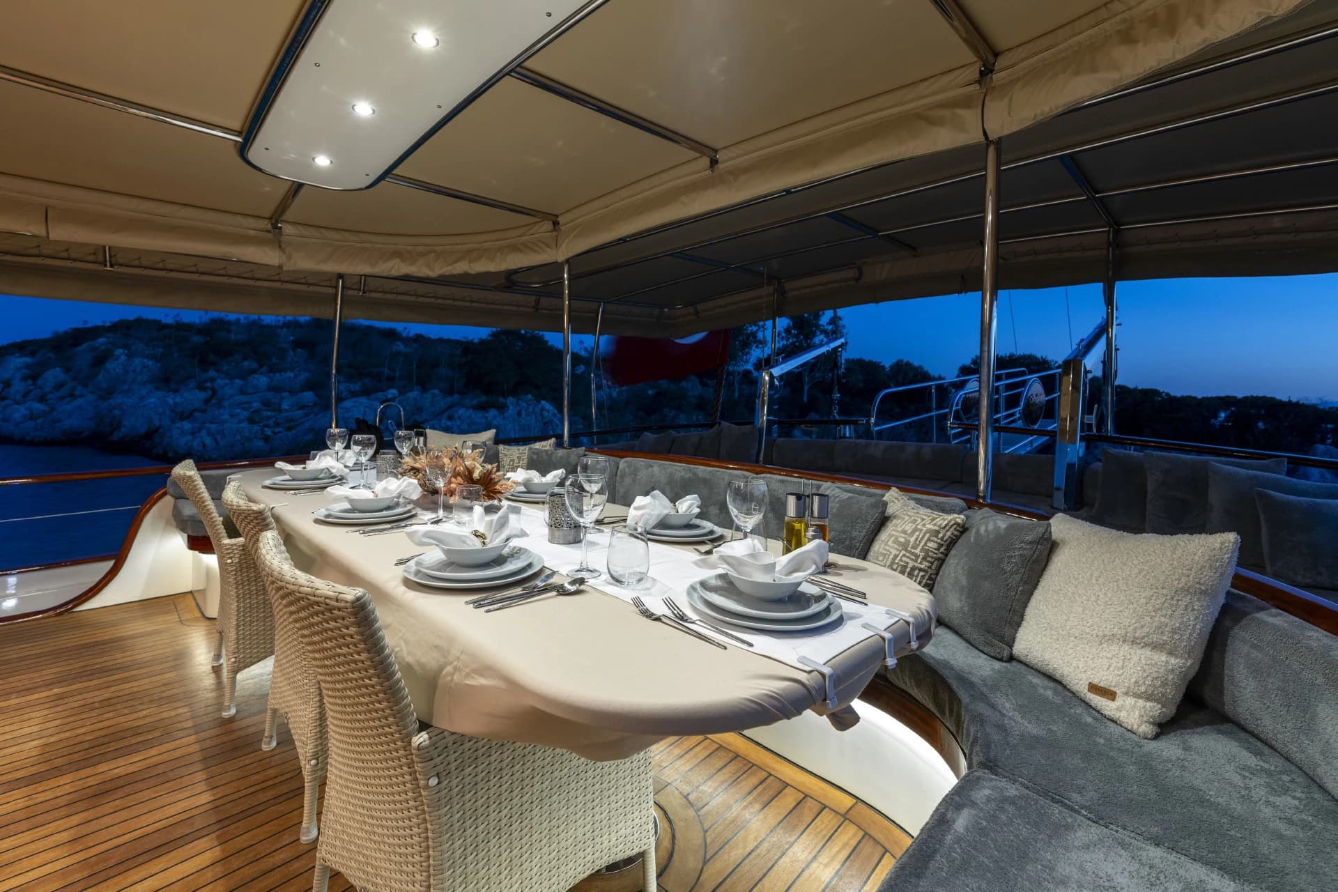 Foredeck Sunbathing Area with Oversized Sun Mattresses and Panoramic Aegean View