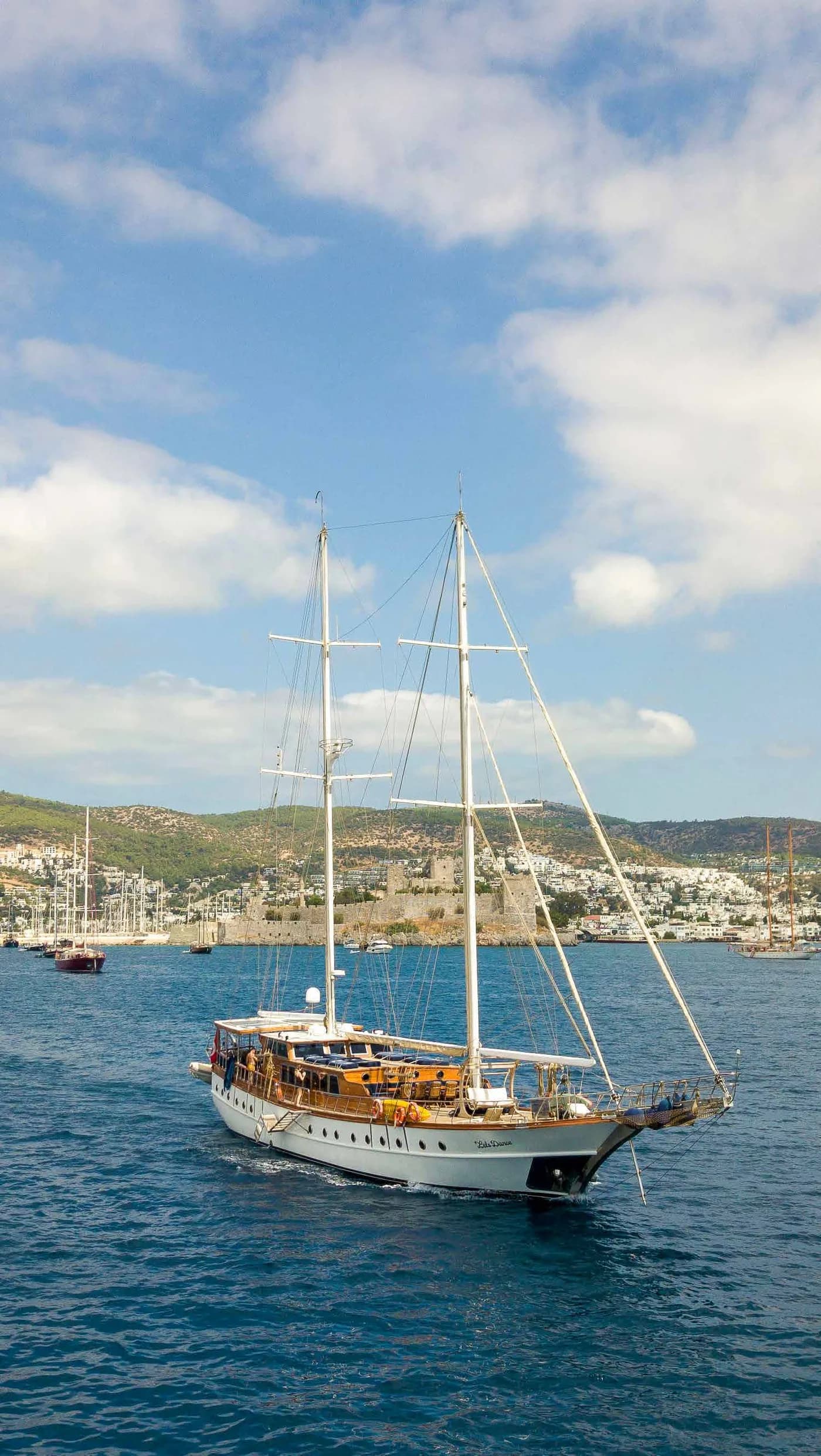 Let's Dance gulet at anchor off Bodrum