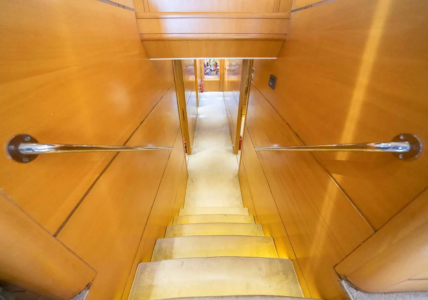 Interior stairway on the Let's Dance gulet