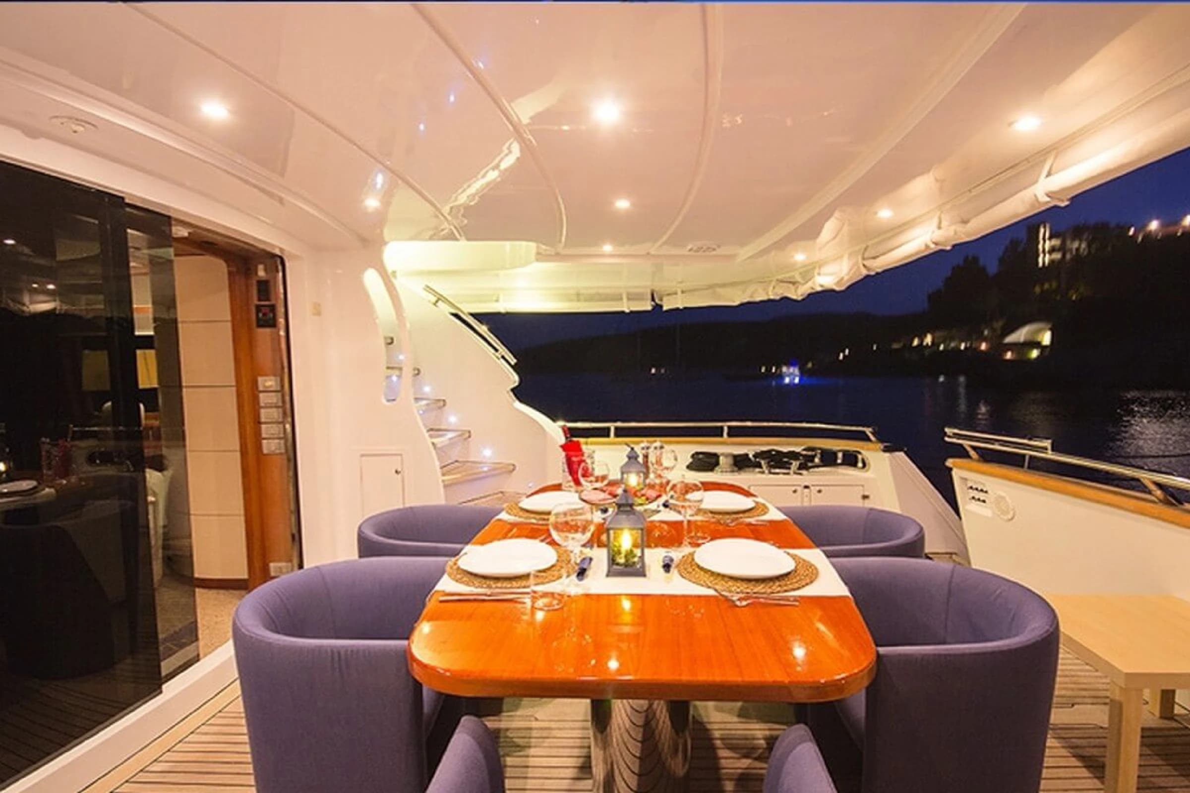 Maiora 24 Luxury Motor Yacht deck lounge dining 05