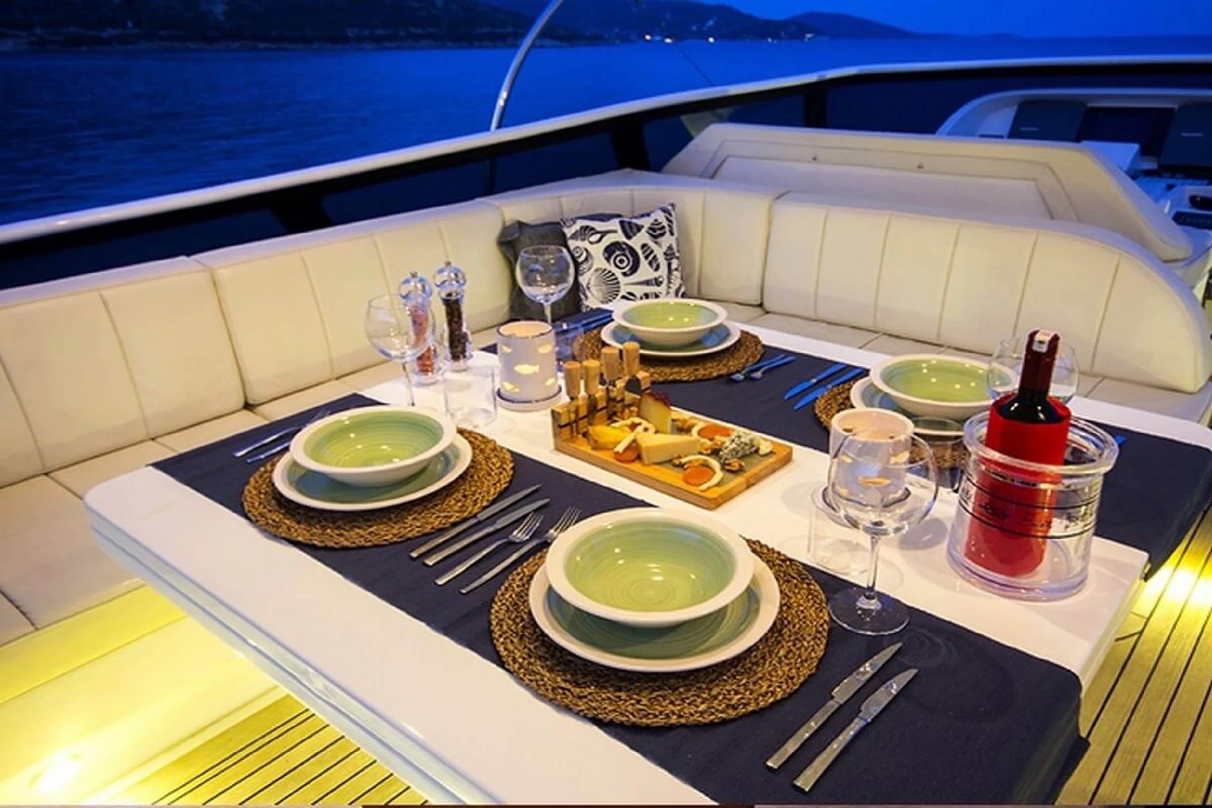 Maiora 24 Luxury Motor Yacht deck lounge dining 06