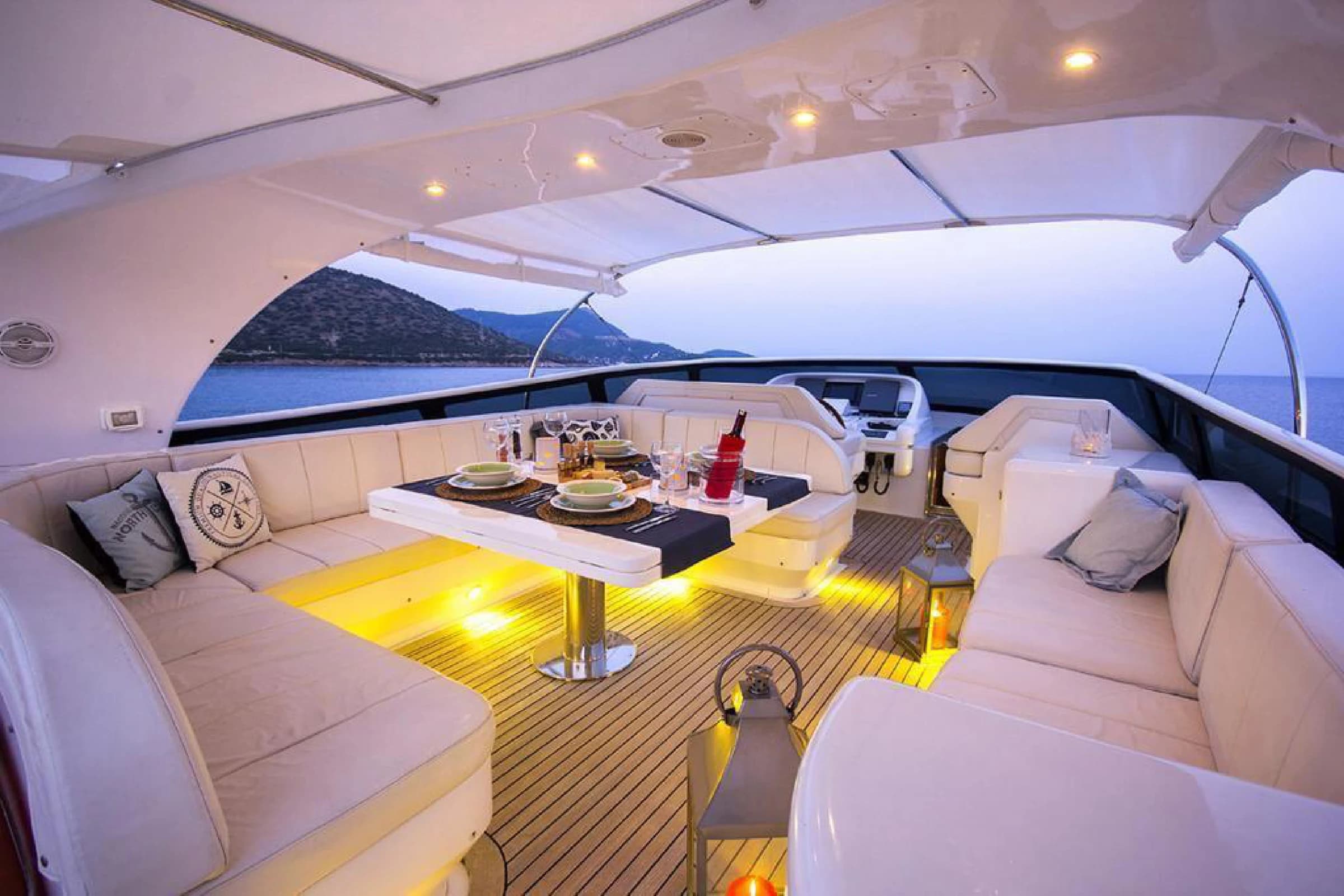 Maiora 24 Luxury Motor Yacht deck lounge dining 07