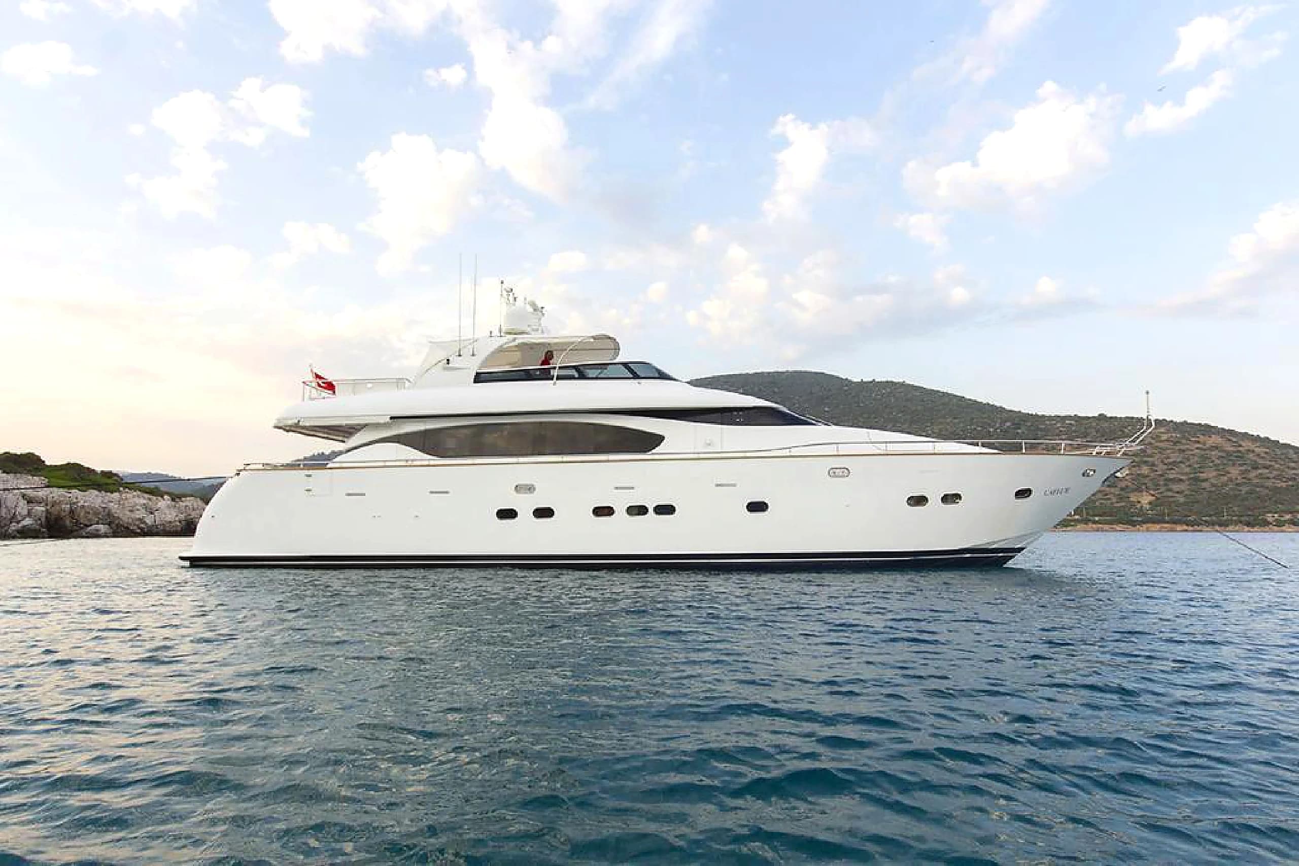 Maiora 24 Luxury Motor Yacht profile at anchor in Bodrum in Bodrum