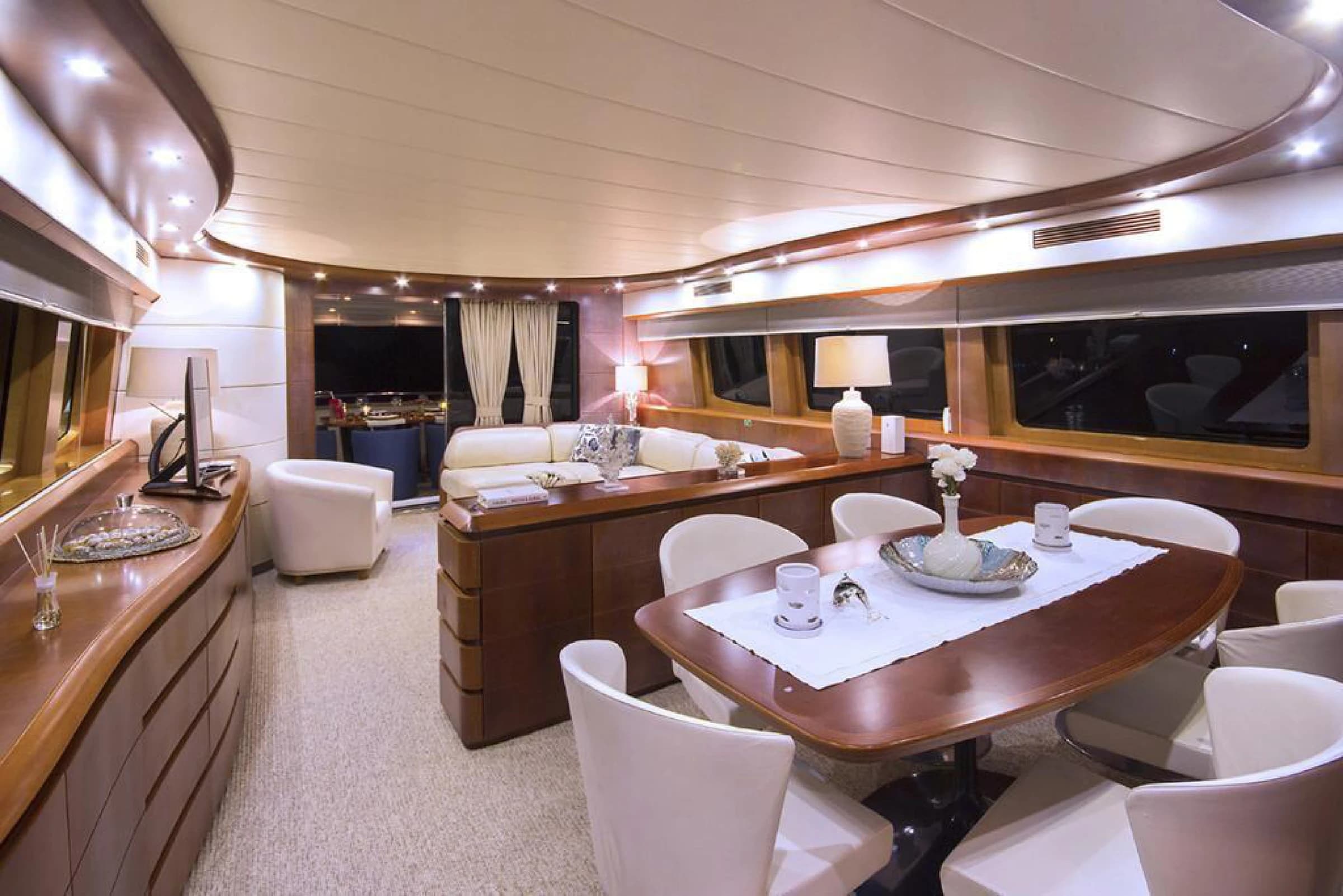 Maiora 24 Luxury Motor Yacht main salon seating 10
