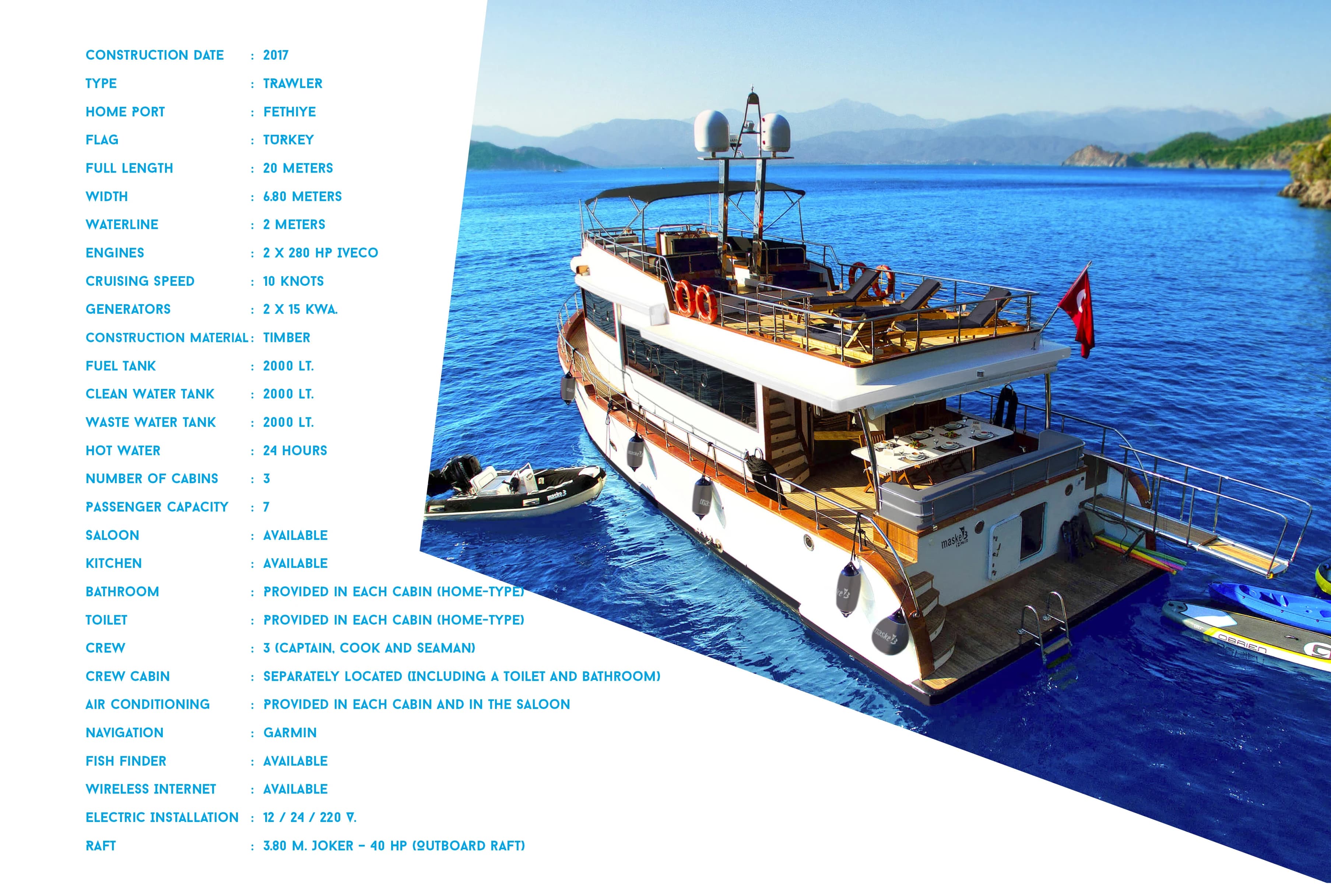 Maske 3 20m Modern Trawler Motor Yacht - Fotoğraf 25