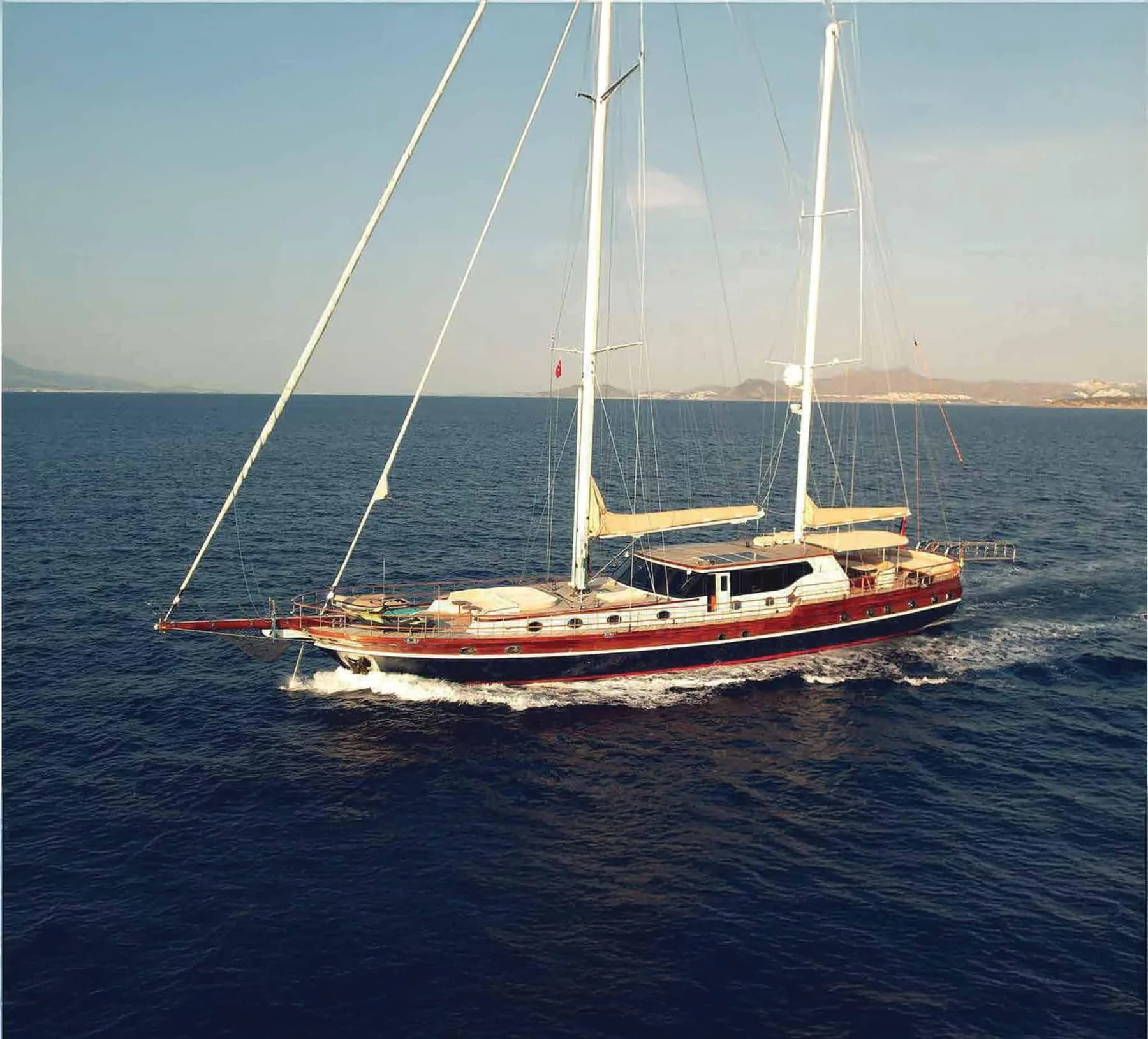 Muka sailing yacht at anchor