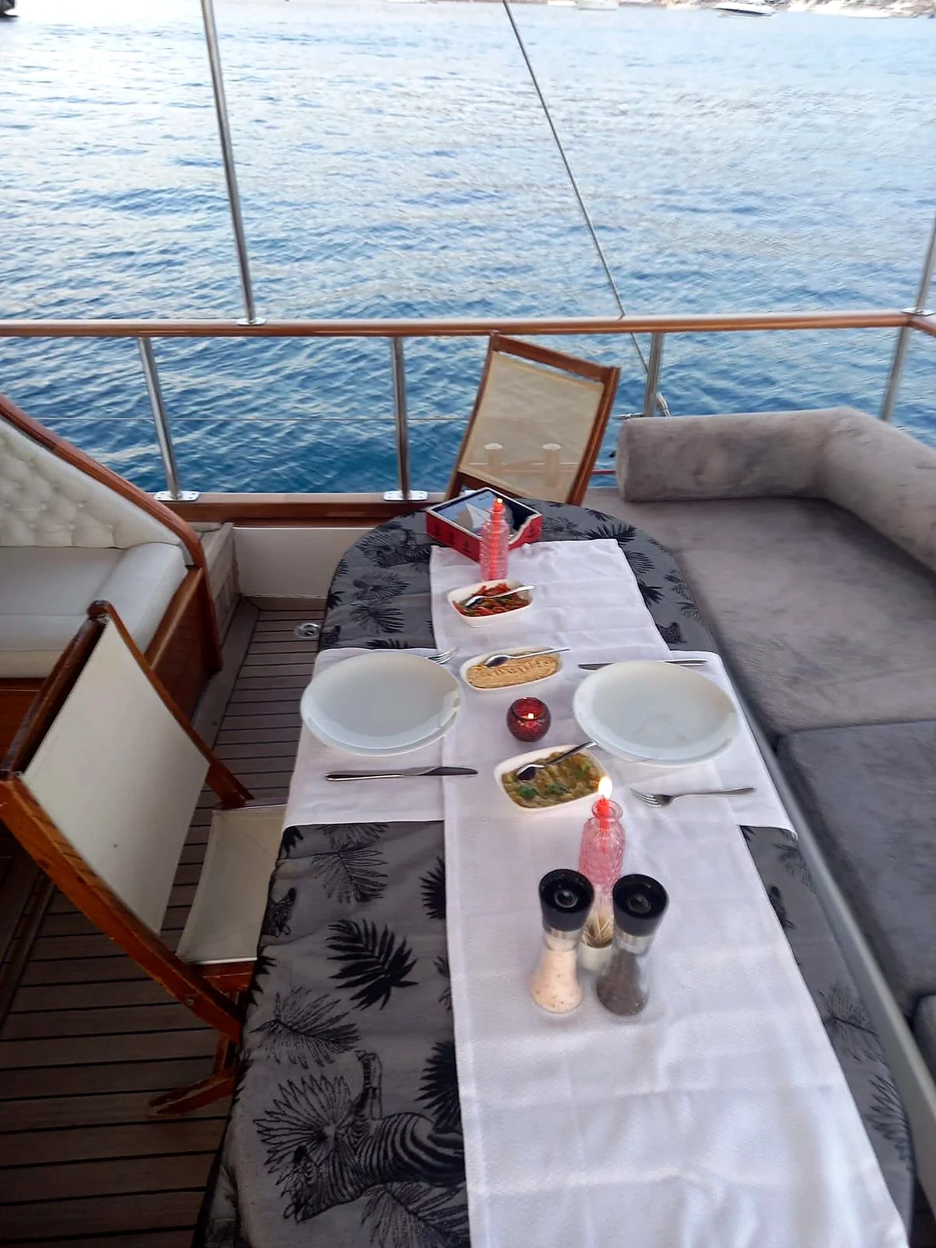 Flybridge Upper Deck Lounge and 360-Degree Bodrum Peninsula Horizon View