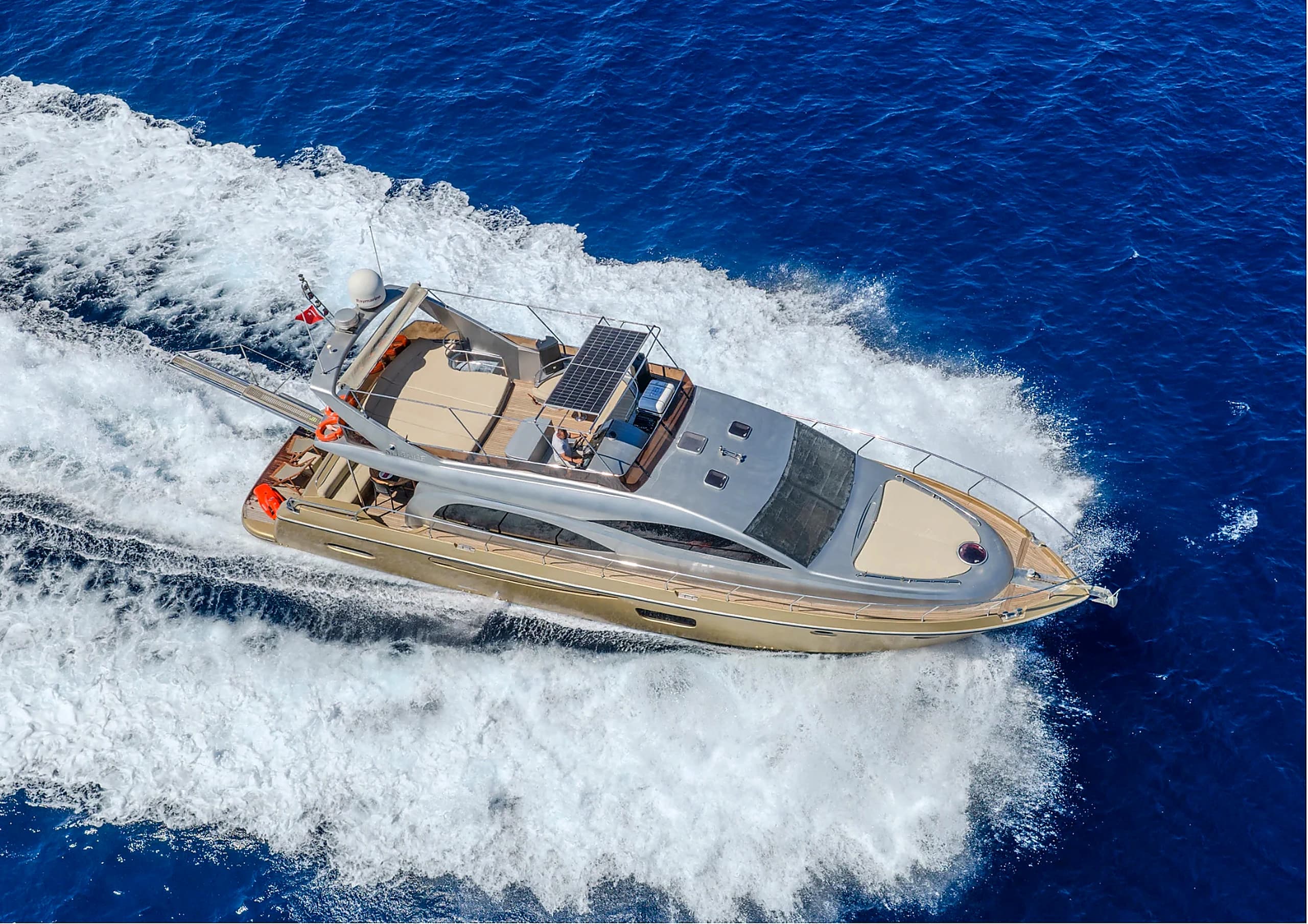 Spacious bow deck sunbeds for tanning on Selenge Motor Yacht