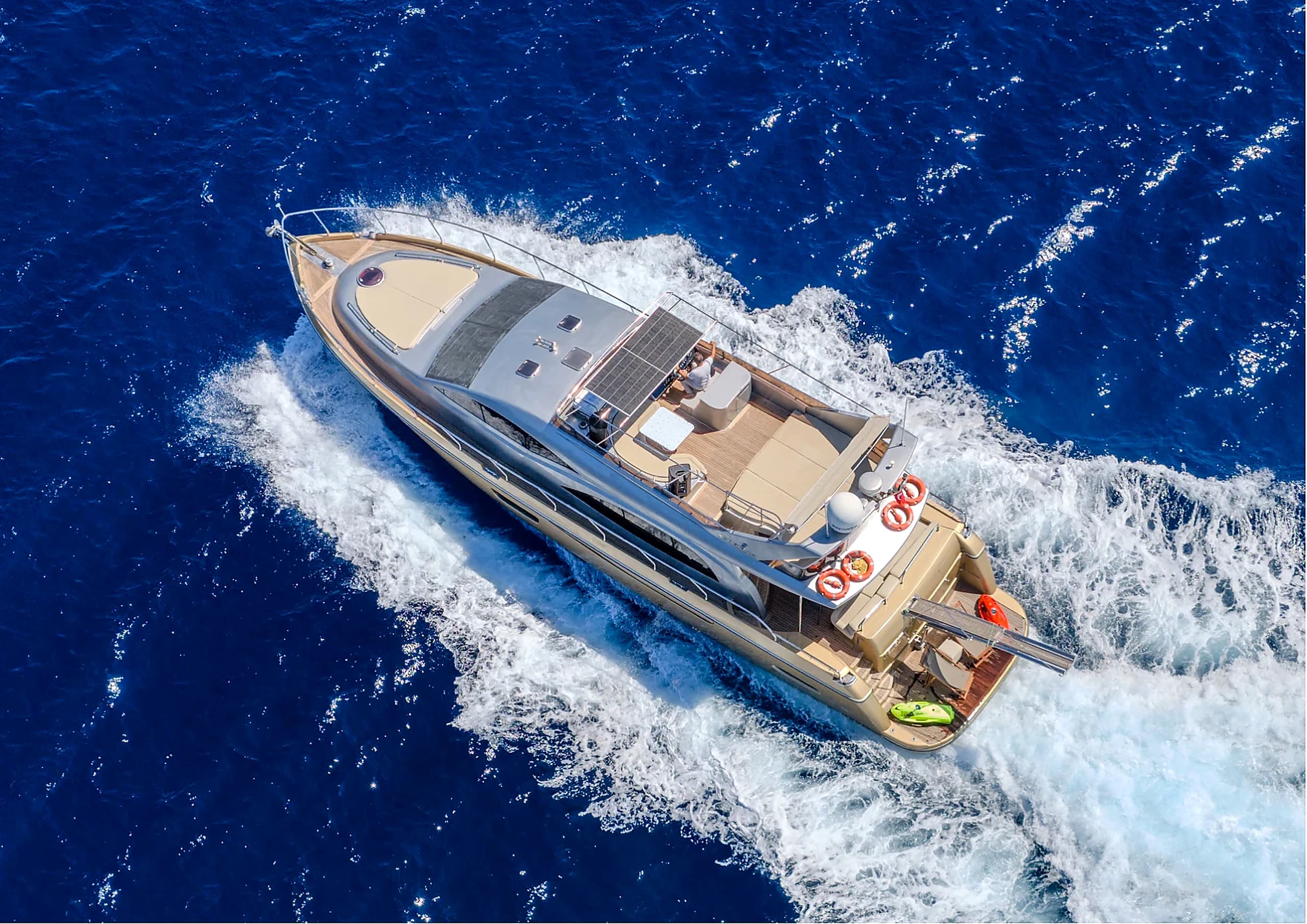 Forward deck cushions and relaxation area with panoramic sea view