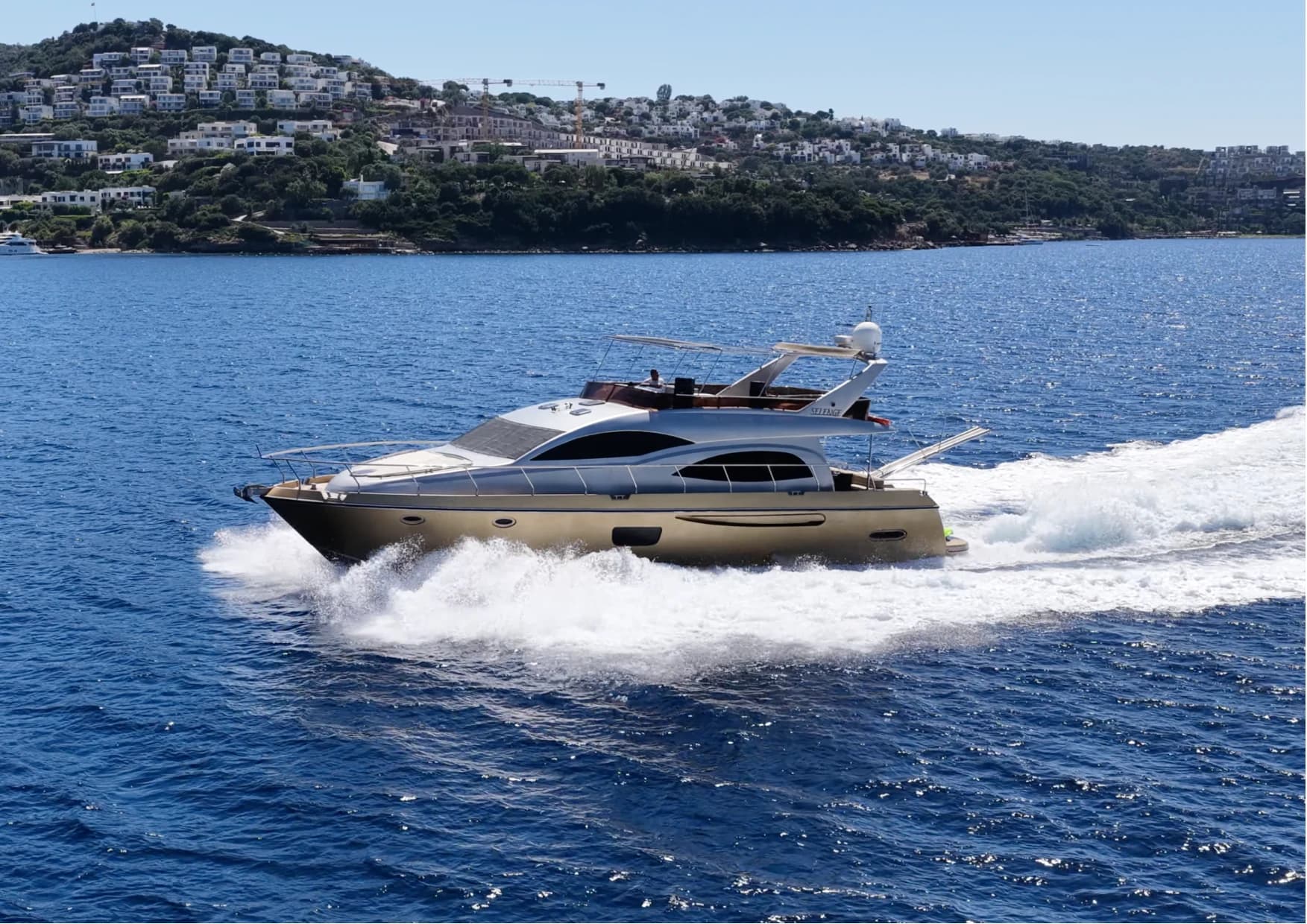 Selenge 20M Luxury Motor Yacht gold hull exterior profile cruising