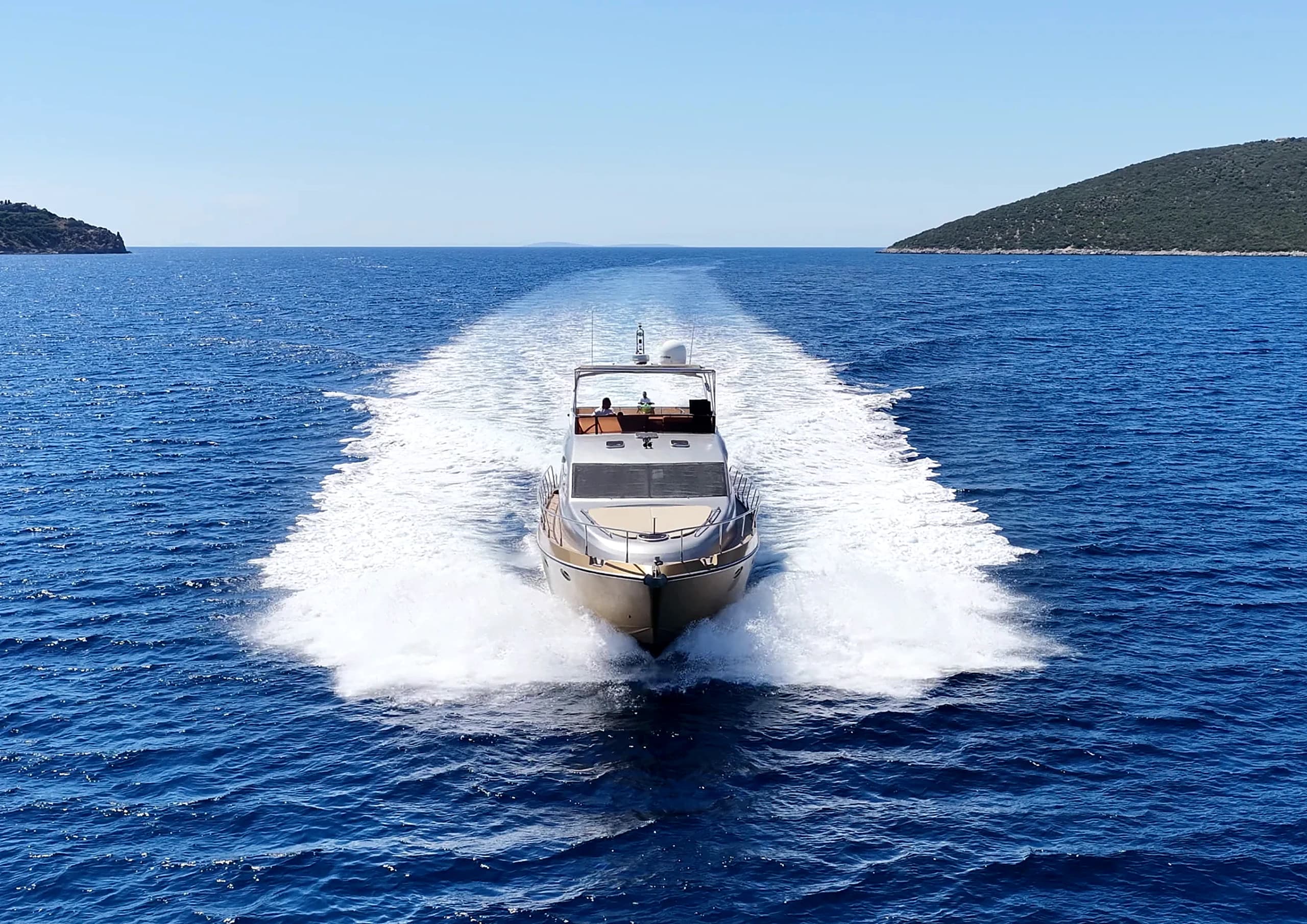 Selenge 20M Motor Yacht speed cruising in turquoise Aegean waters