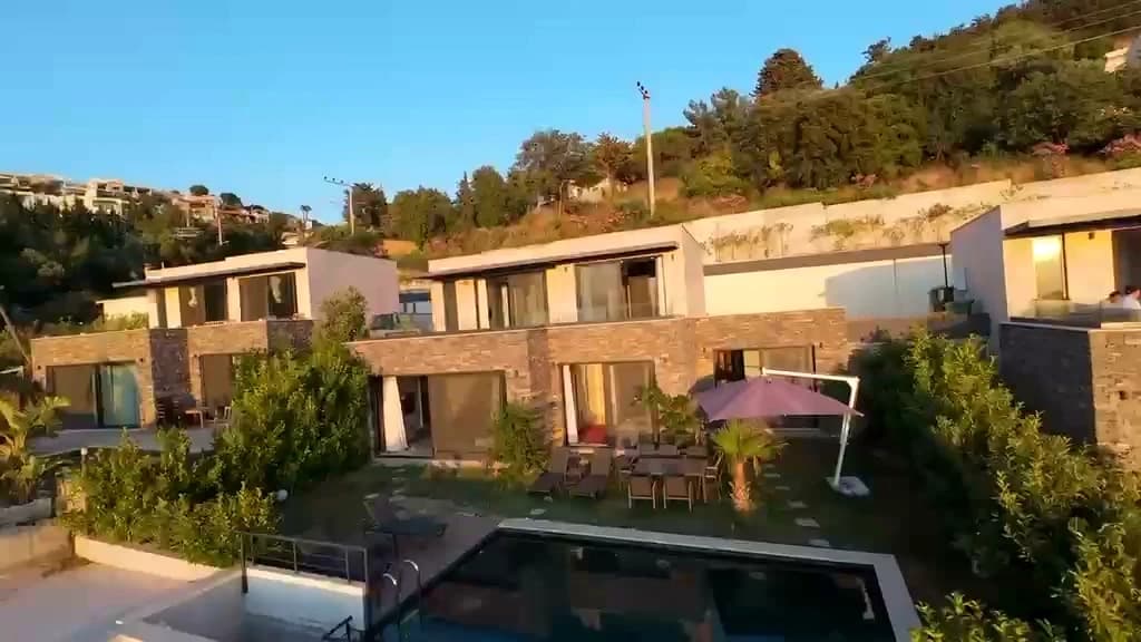 Spectacular Golden Hour Sunset over Yalikavak Bay from Zahbe Villa Terrace
